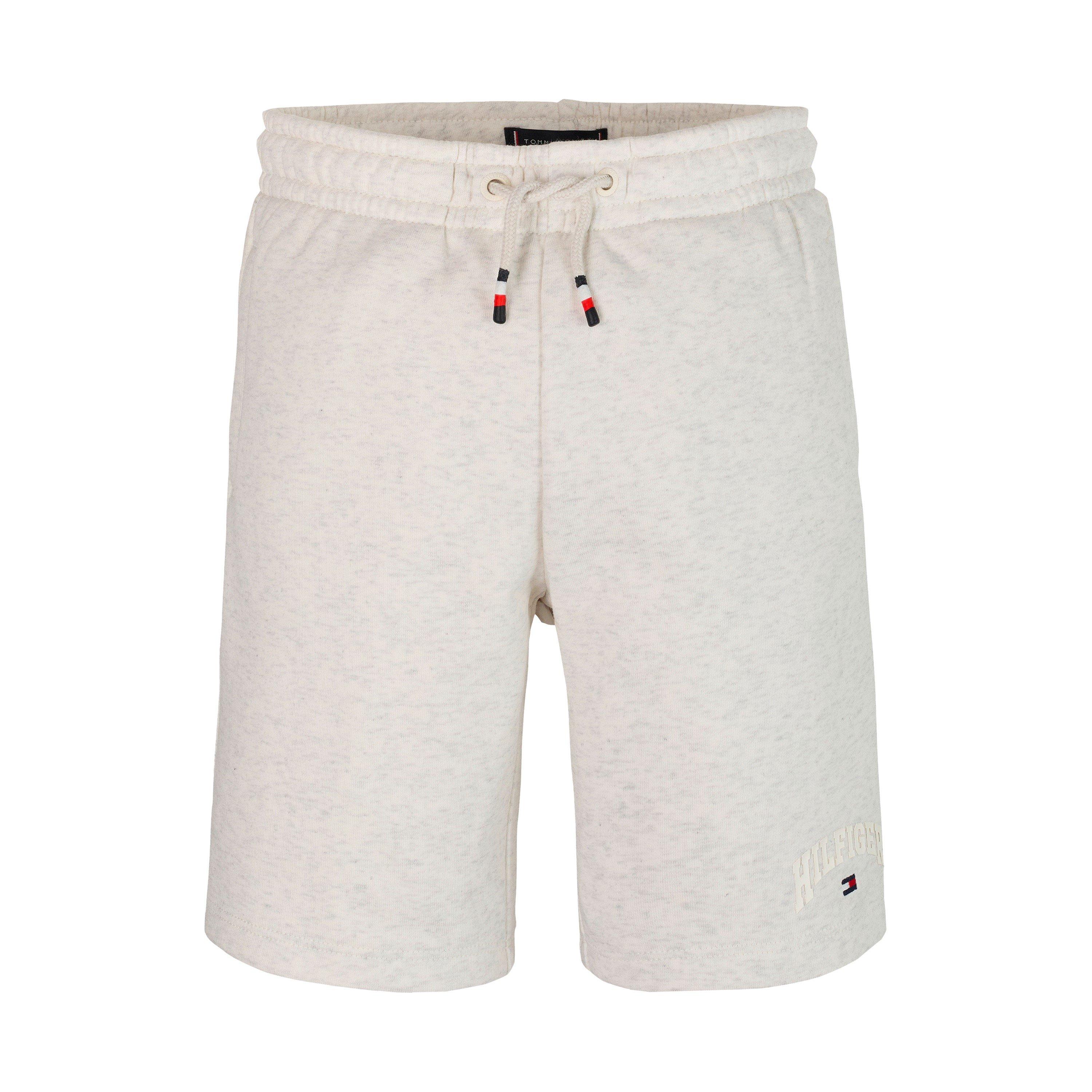 Snow Wht Hthr - Tommy Hilfiger - Kids' Varsity Fleece Jogger Shorts - 4