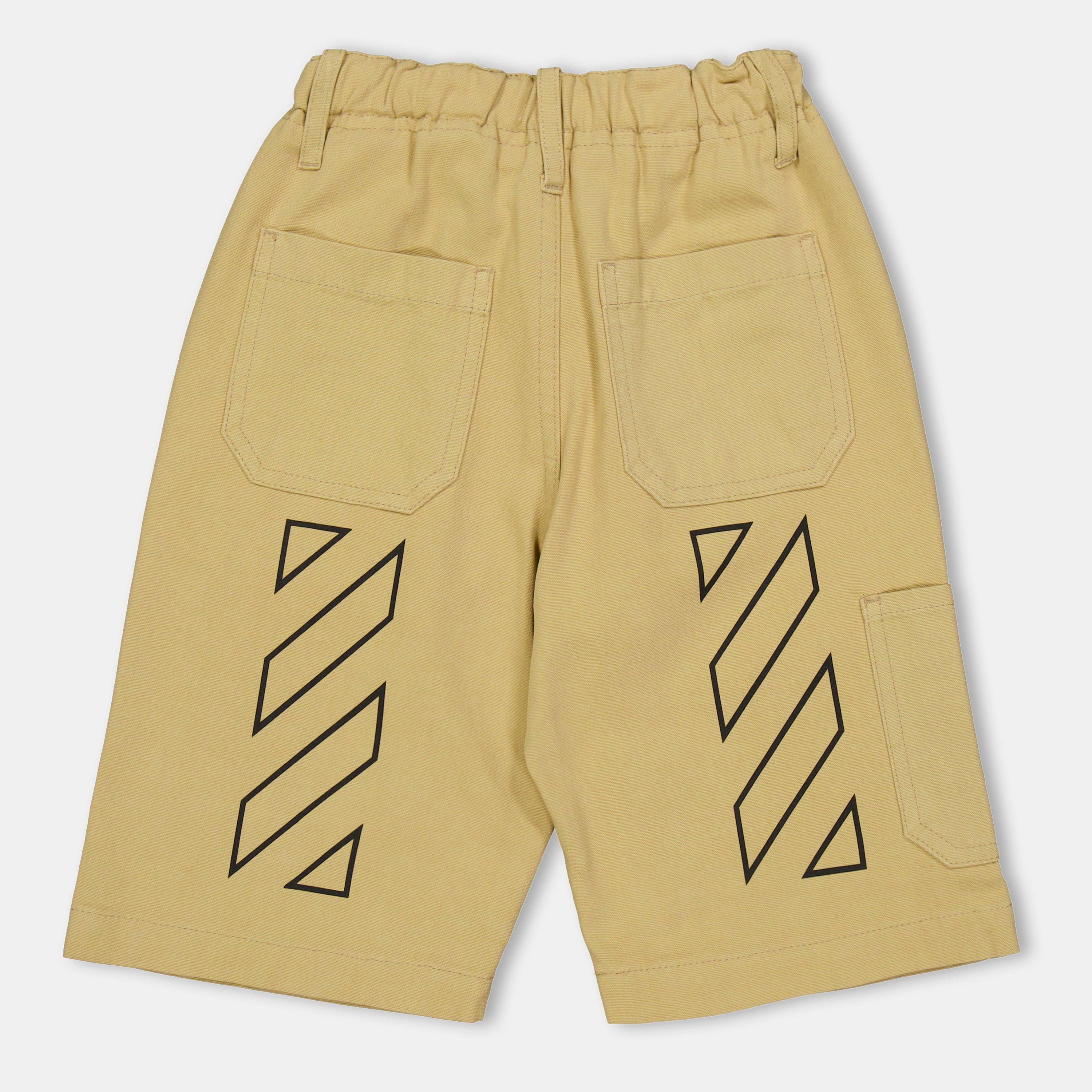 Beige/Black - Off White - Kids Fleece Shorts - 2