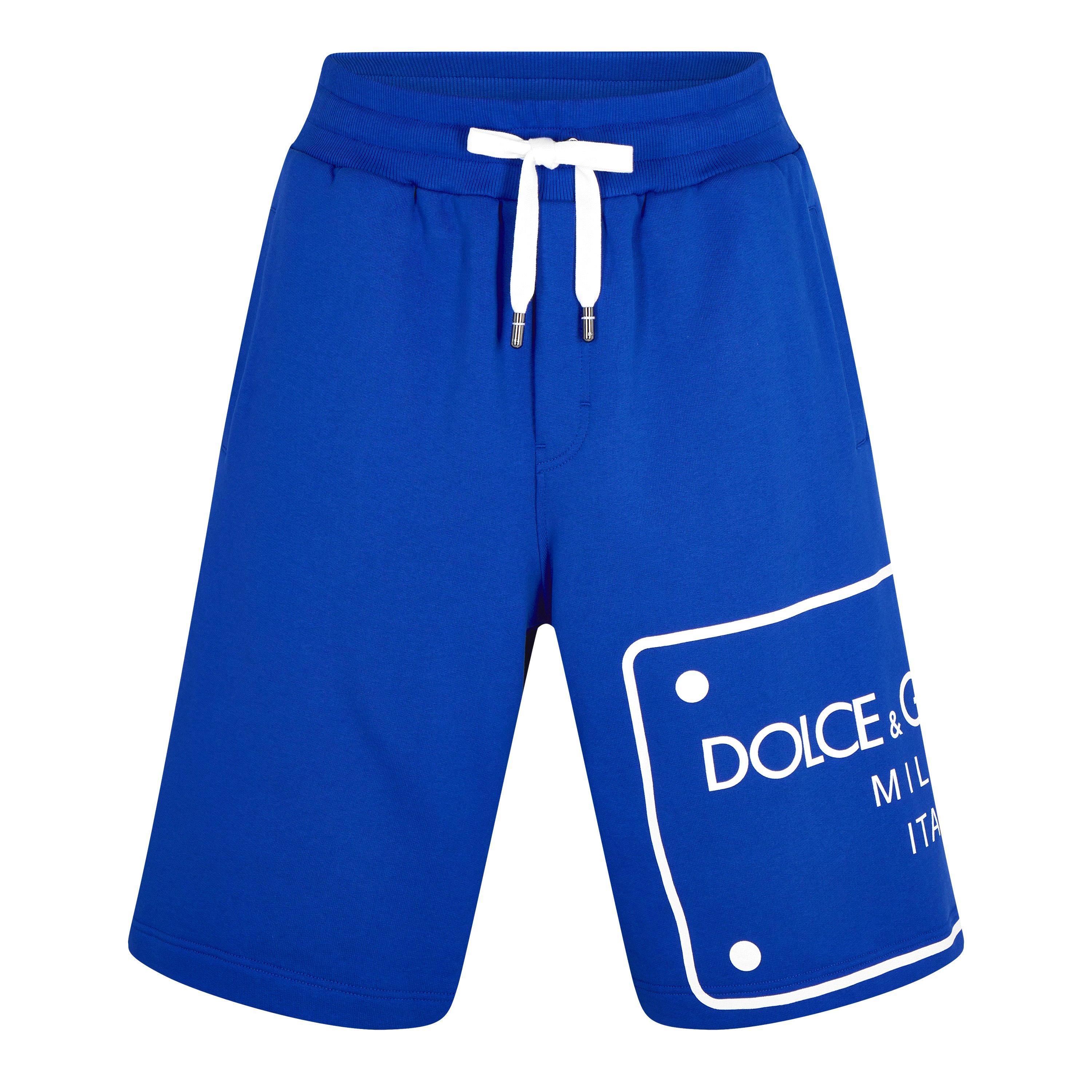 Blue B5460 - Dolce and Gabbana - Men's Print Plaque Fleece Jogger Shorts - 5