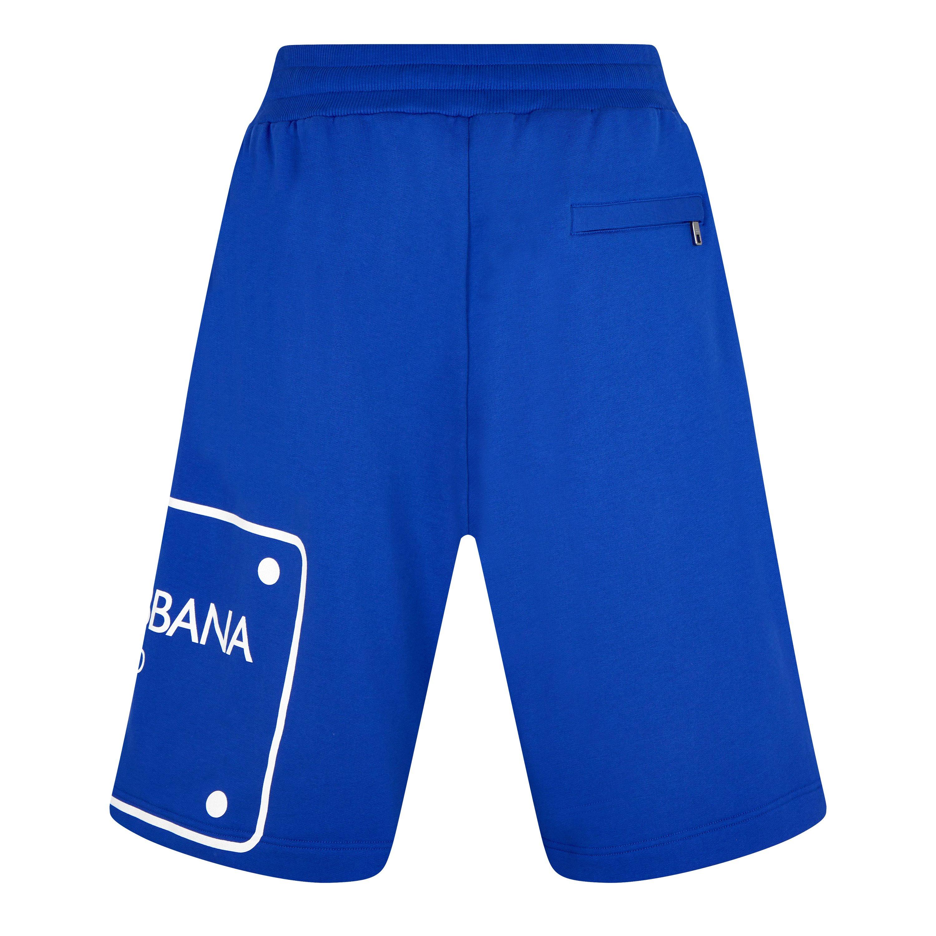 Blue B5460 - Dolce and Gabbana - Men's Print Plaque Fleece Jogger Shorts - 6