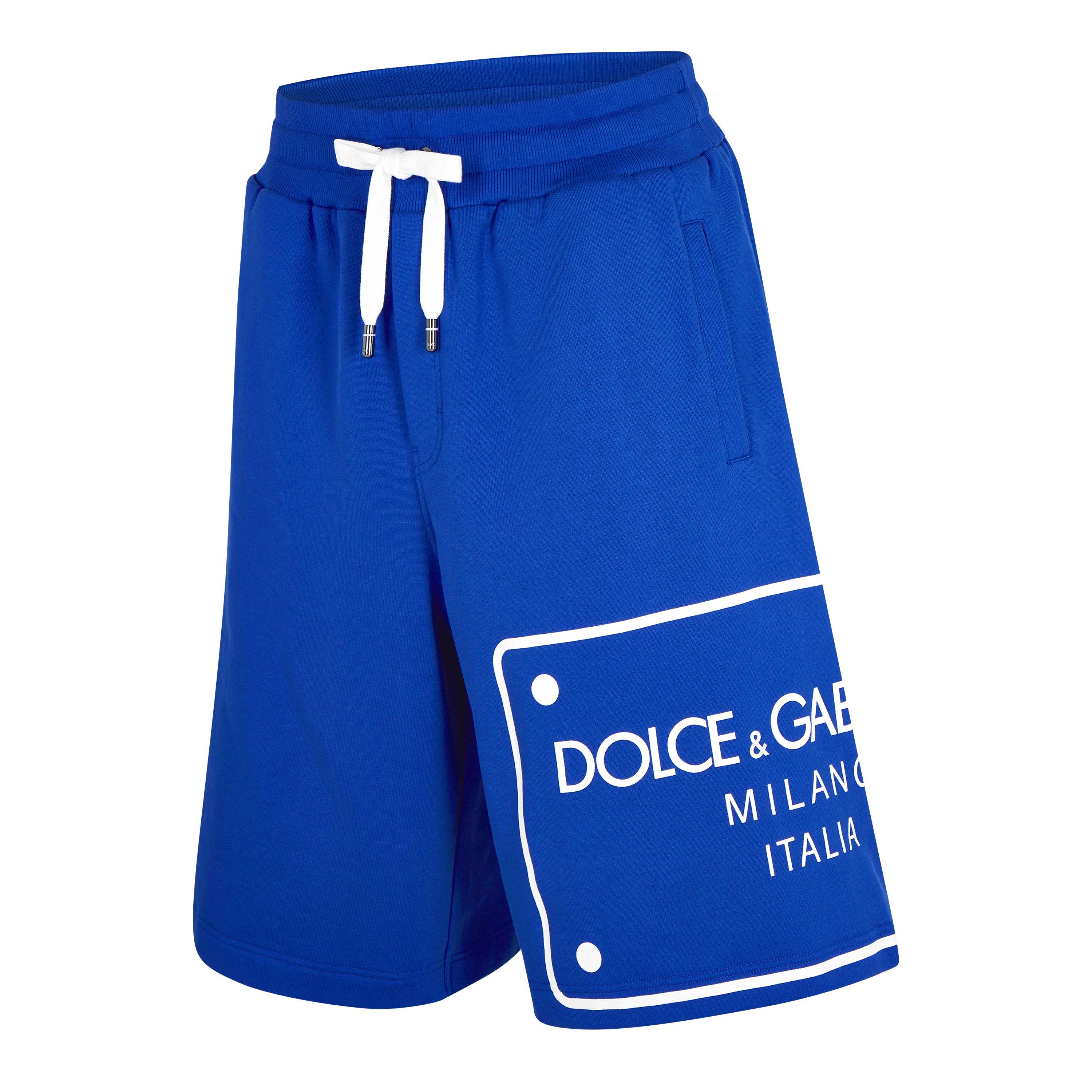 Blue B5460 - Dolce and Gabbana - Men's Print Plaque Fleece Jogger Shorts - 7
