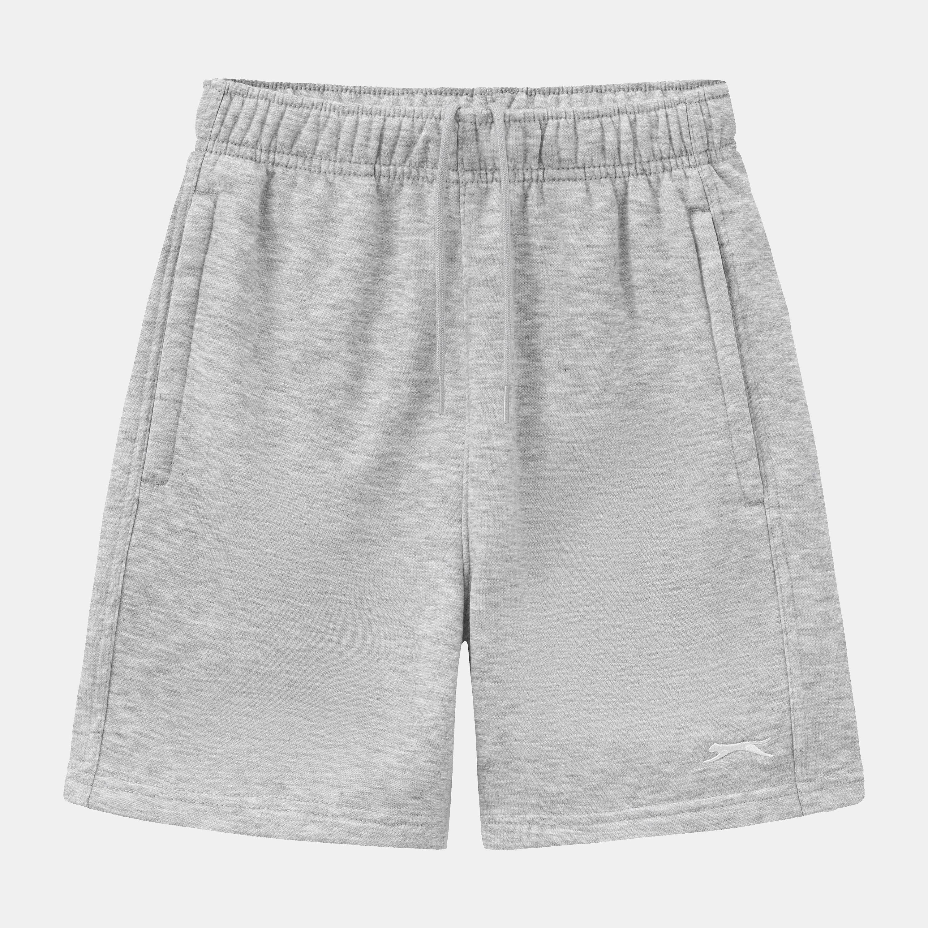 Slazenger Boys Kids Fleece Jogger Shorts - Grey Marl - 9-10 Yrs