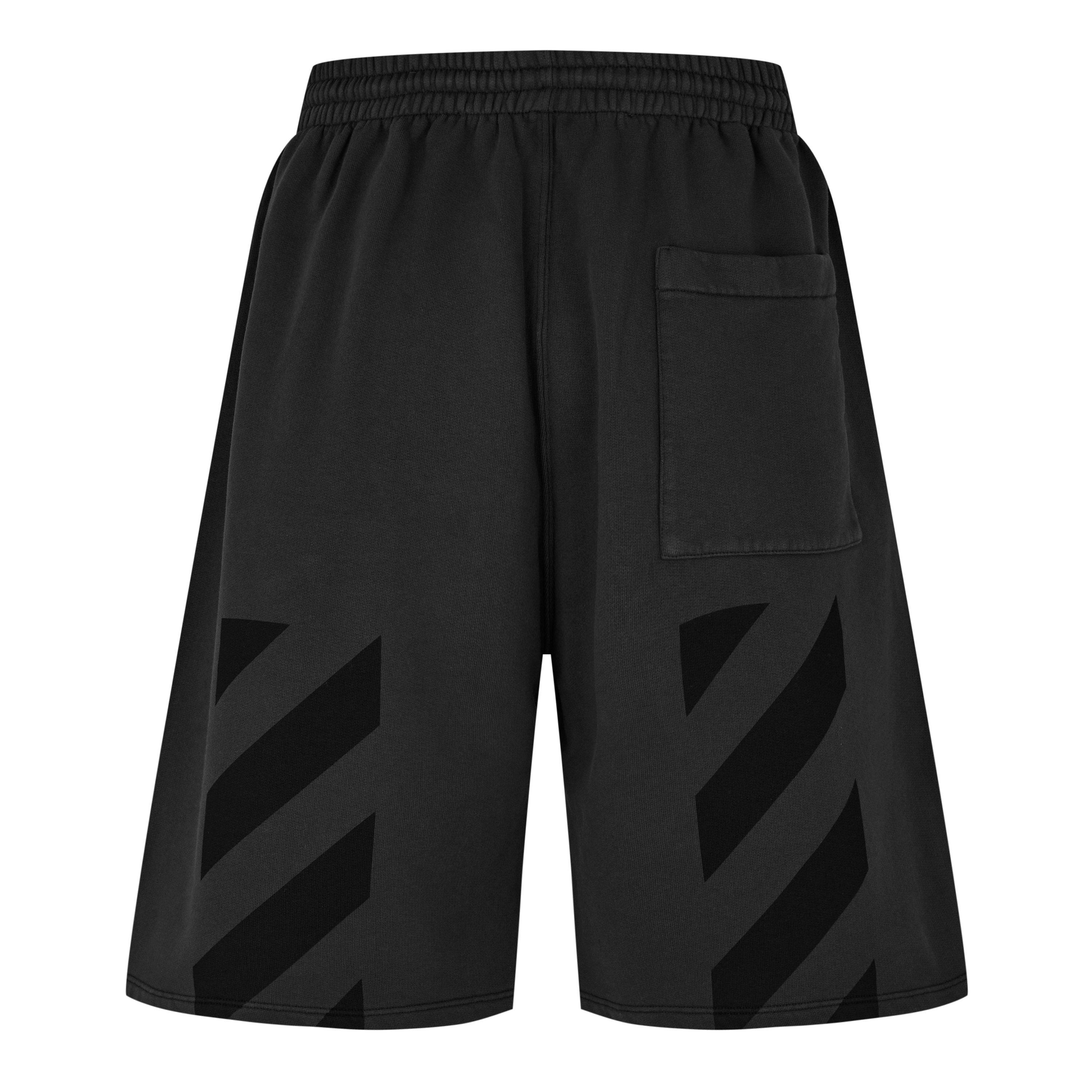 Black - Off White - Men's Sweat Shorts with Adjustable Drawstring - 2