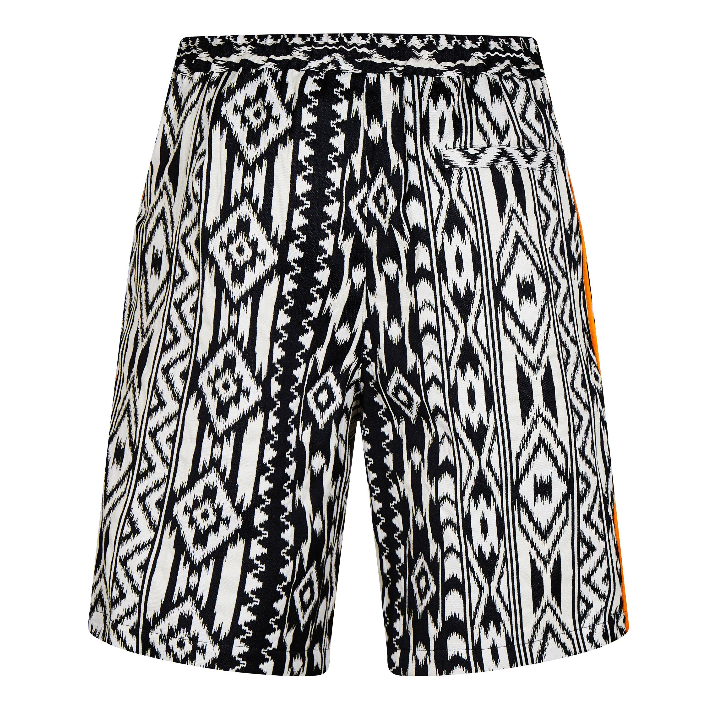 Black/White - Marcelo Burlon - Men's Folk Jacquard Fleece Jogger Shorts - 2