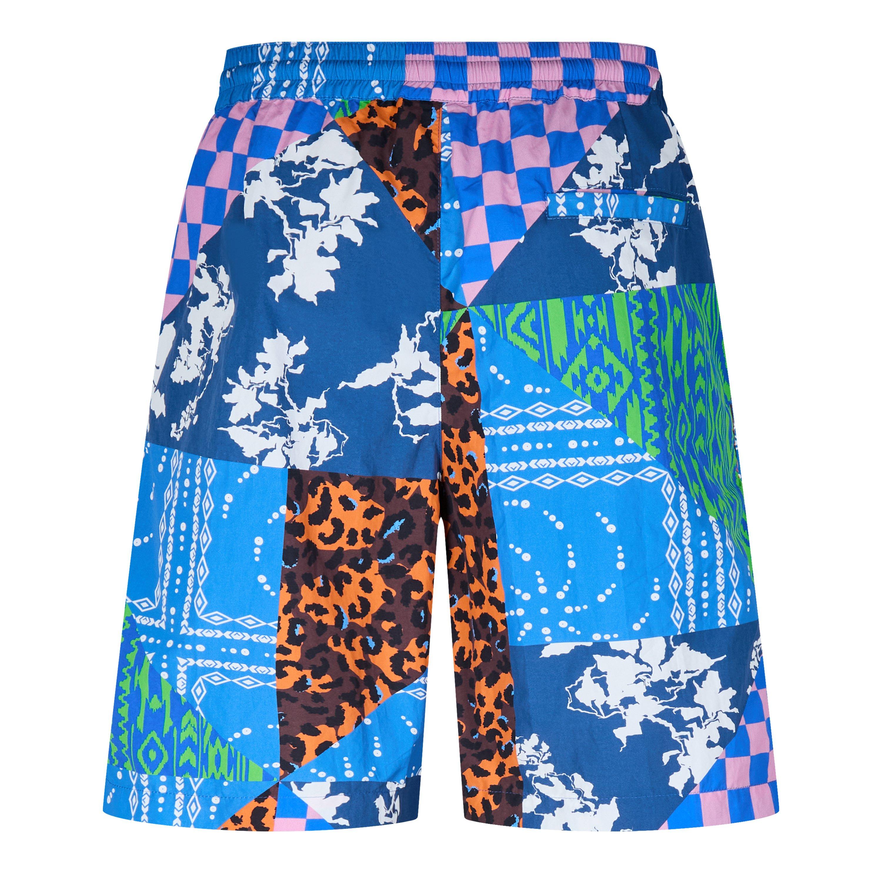 Blue - Marcelo Burlon - Men's Multi-Panel Knee-Length Fleece Jogger Shorts - 2