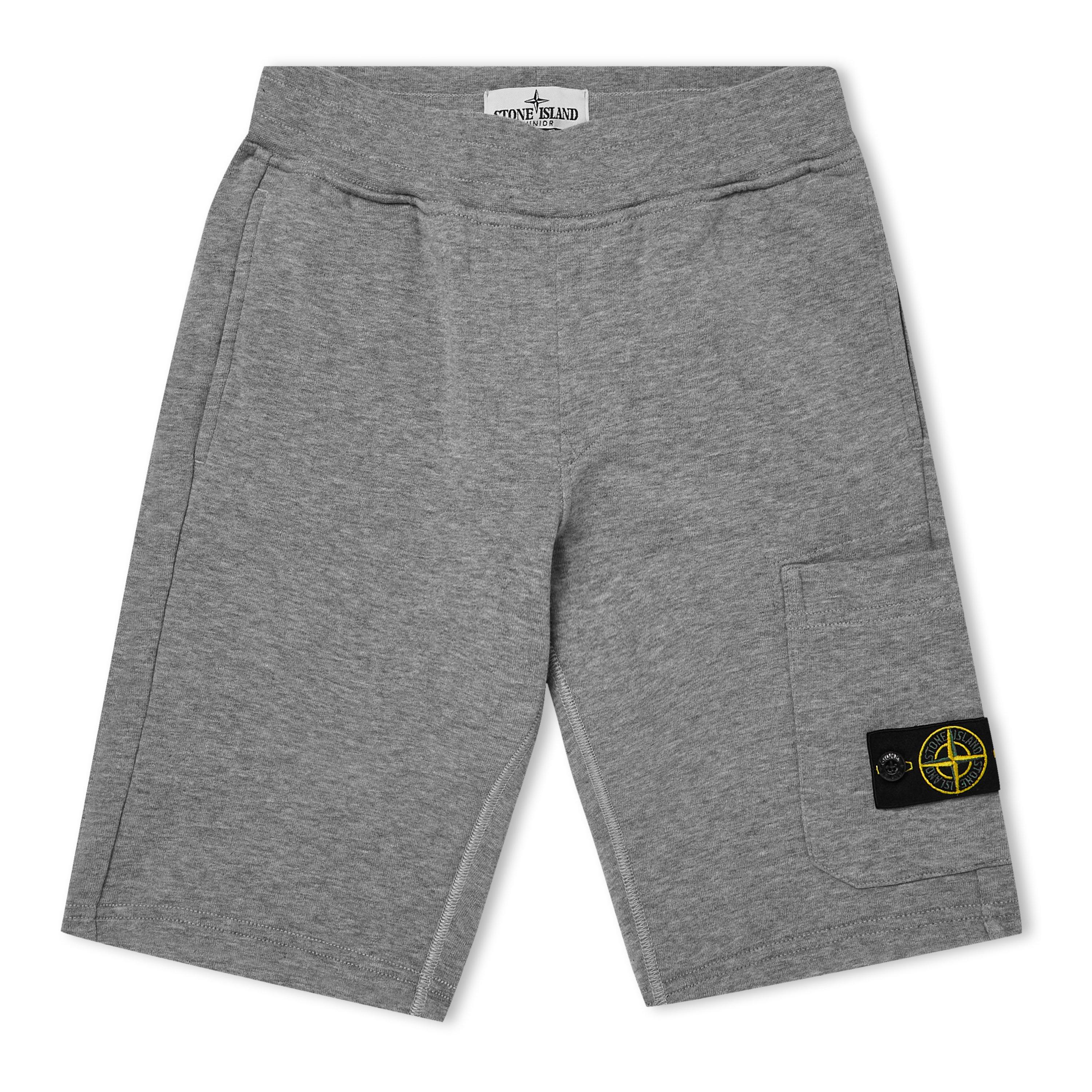 Grey Mel V0M64 - Stone Island - Juniors' Logo Cotton Shorts - 1
