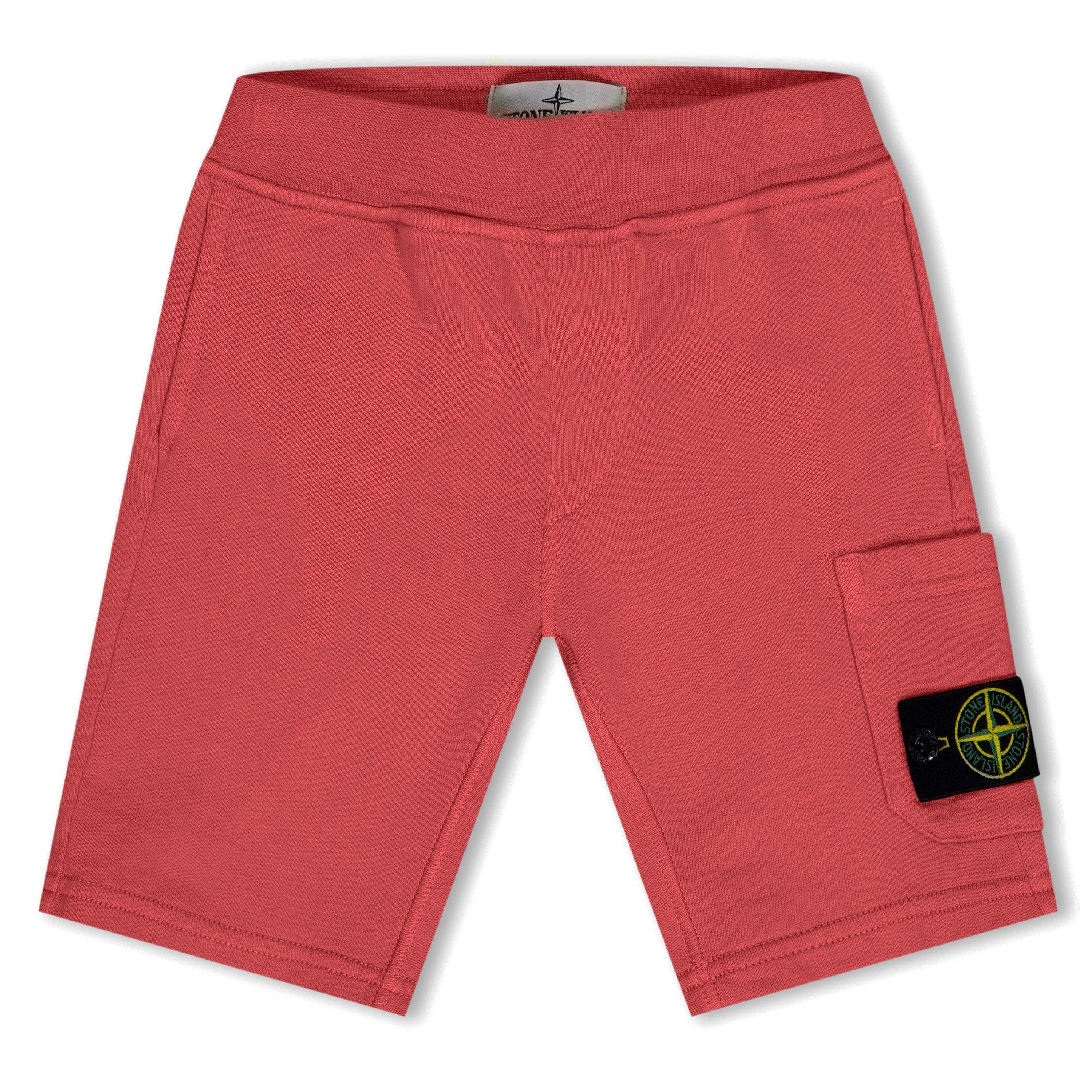 Stone Island Juniors' Logo Cotton Shorts - Geranio V0089 - 14 Years