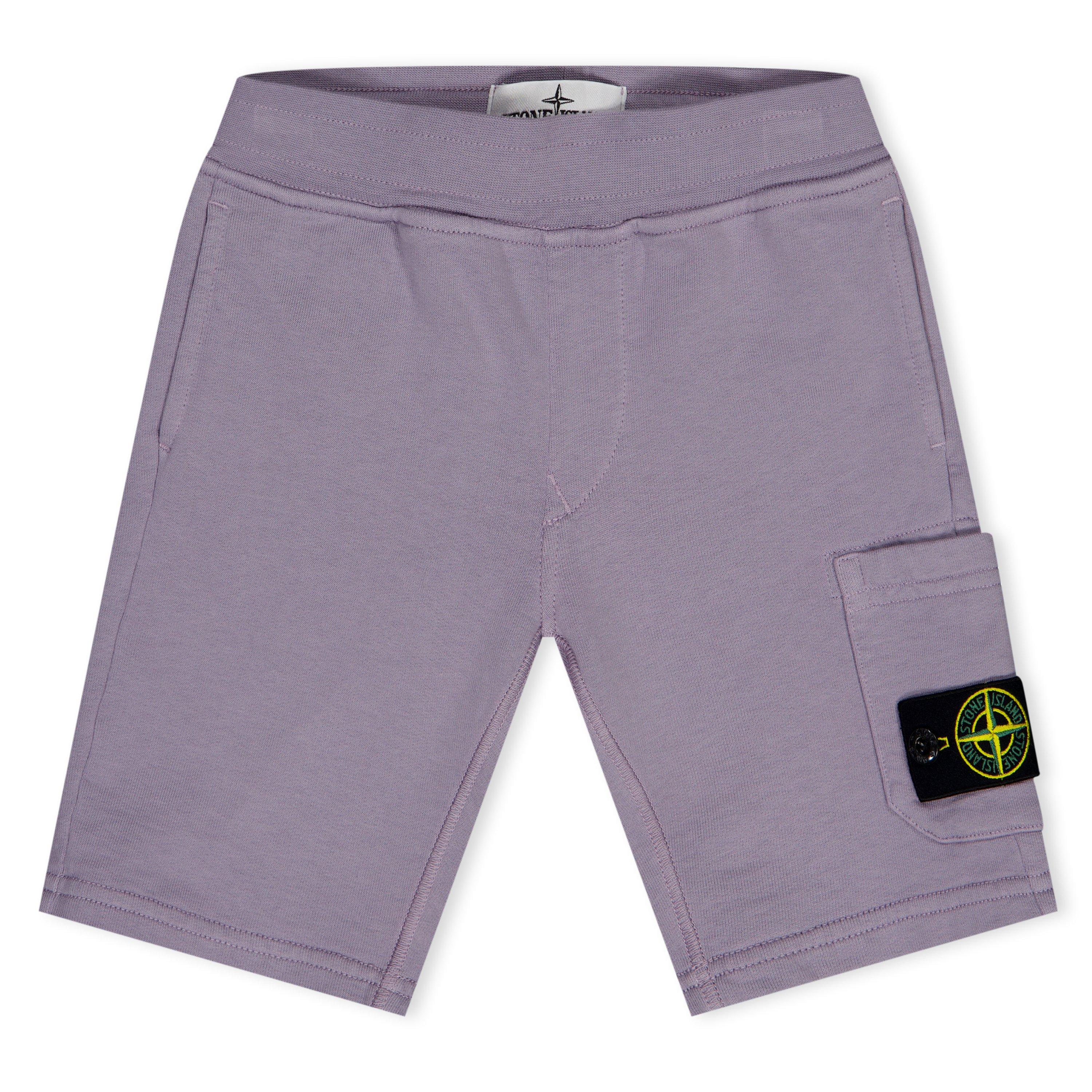 Stone Island Juniors' Logo Cotton Shorts - Glicine V0088 - 8 Years