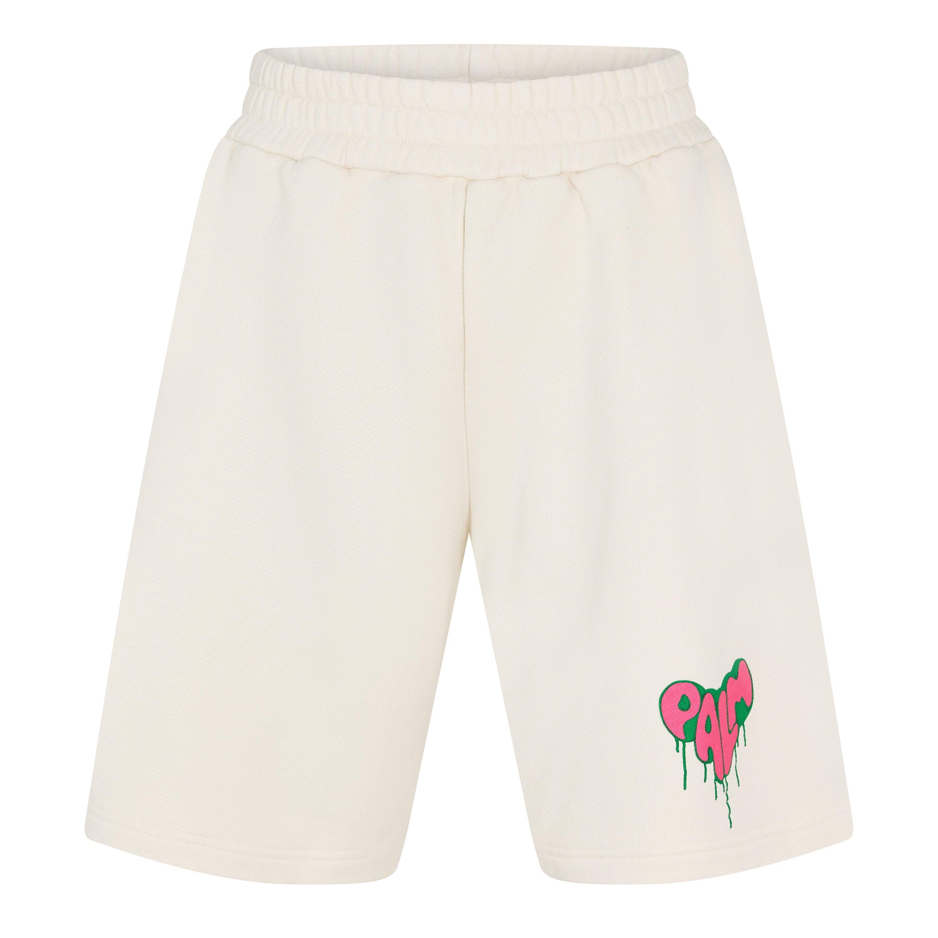 Palm Angels Men's White Fuchsi Palm H Sweatshorts