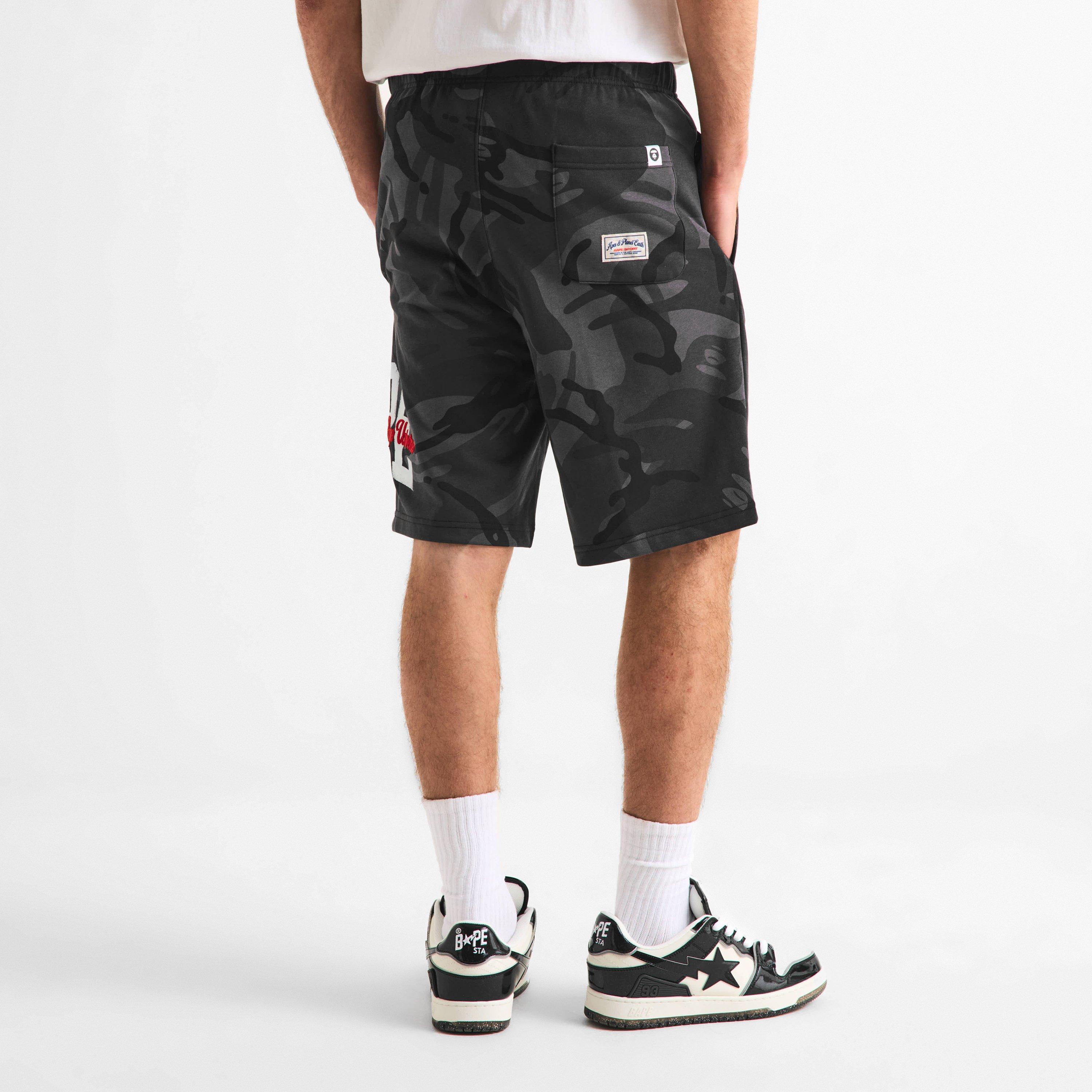 Black Camo - AAPE - Men's Fleece Jogger Shorts - 4