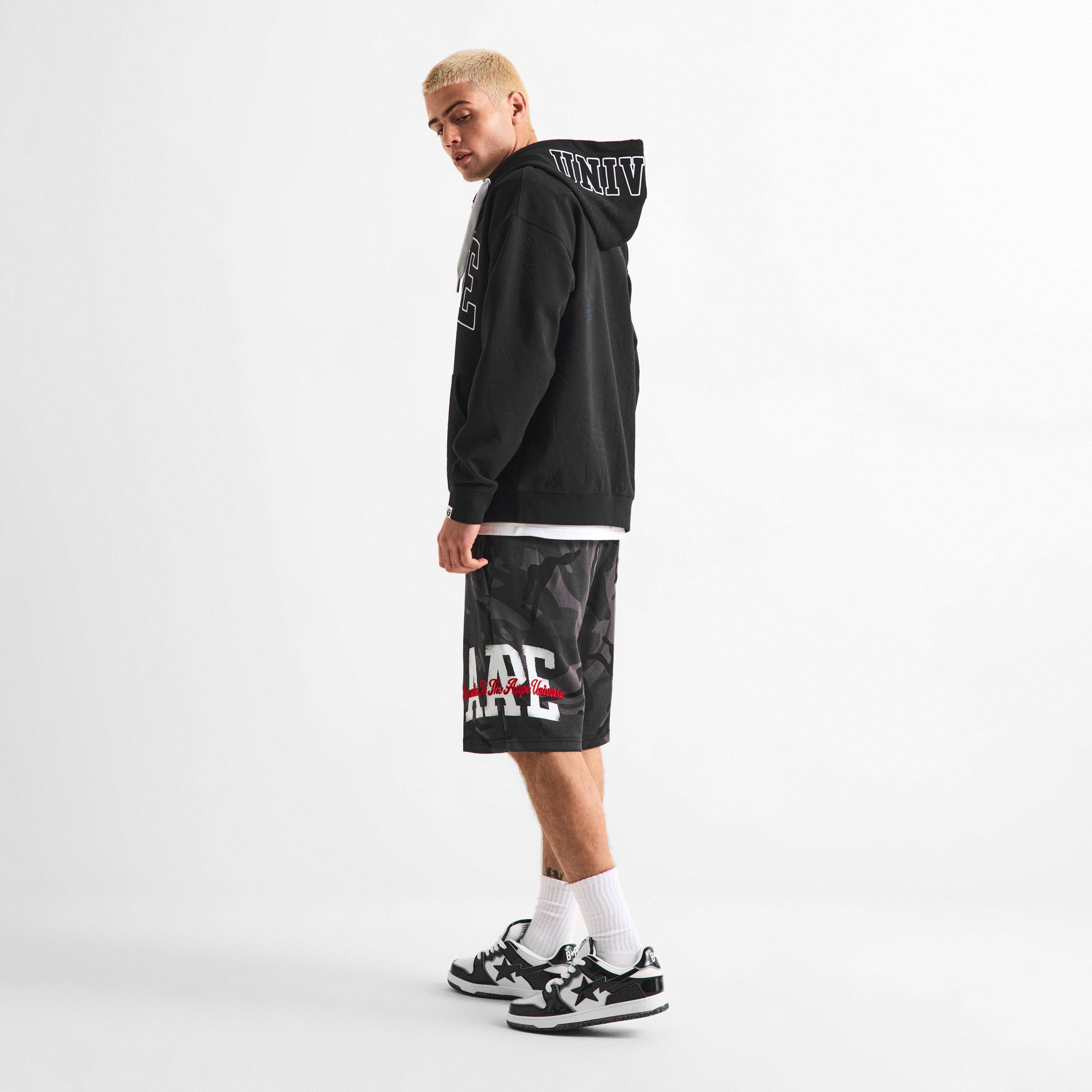 Black Camo - AAPE - Men's Fleece Jogger Shorts - 6