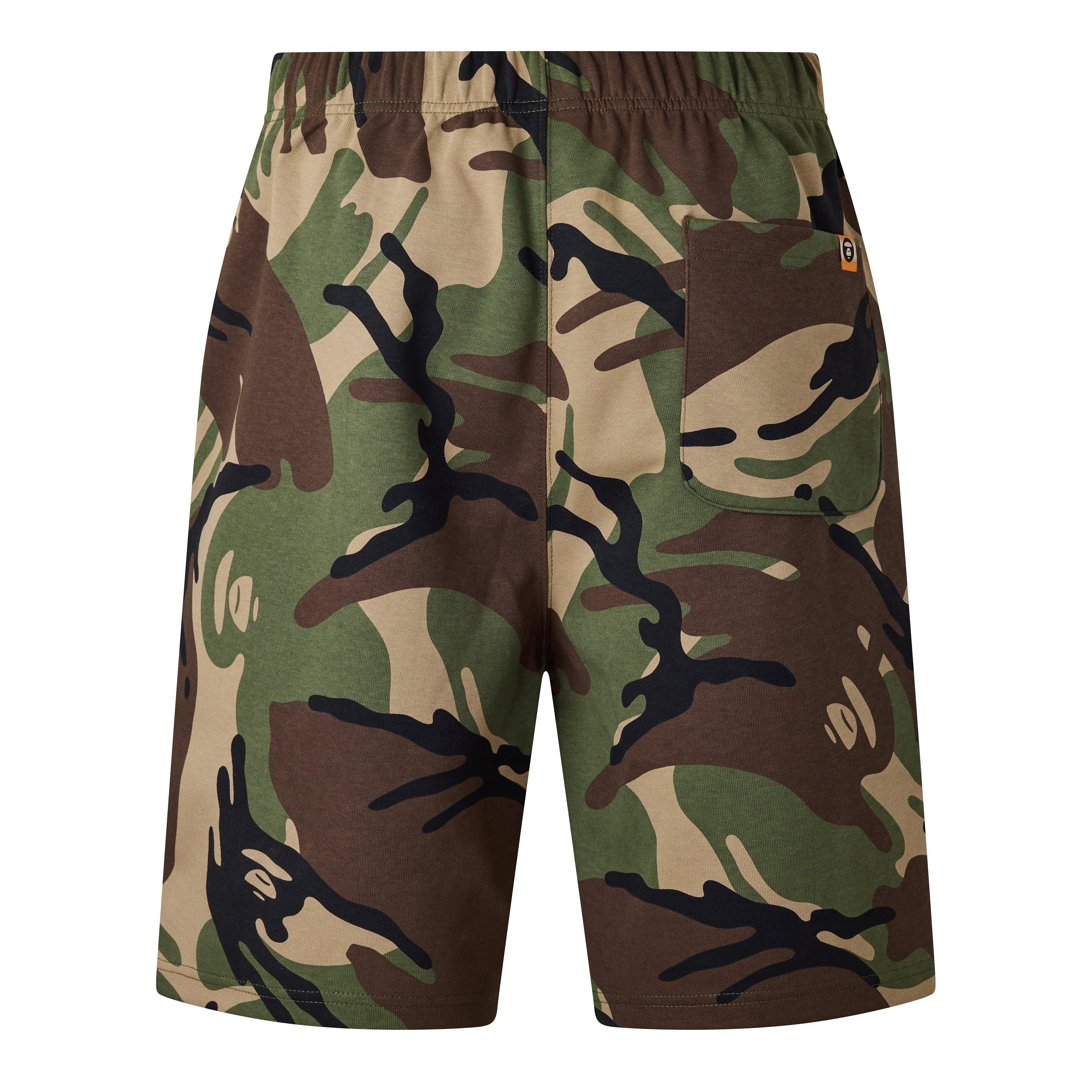 Green Camo - AAPE - Men's Fleece Jogger Shorts - 2