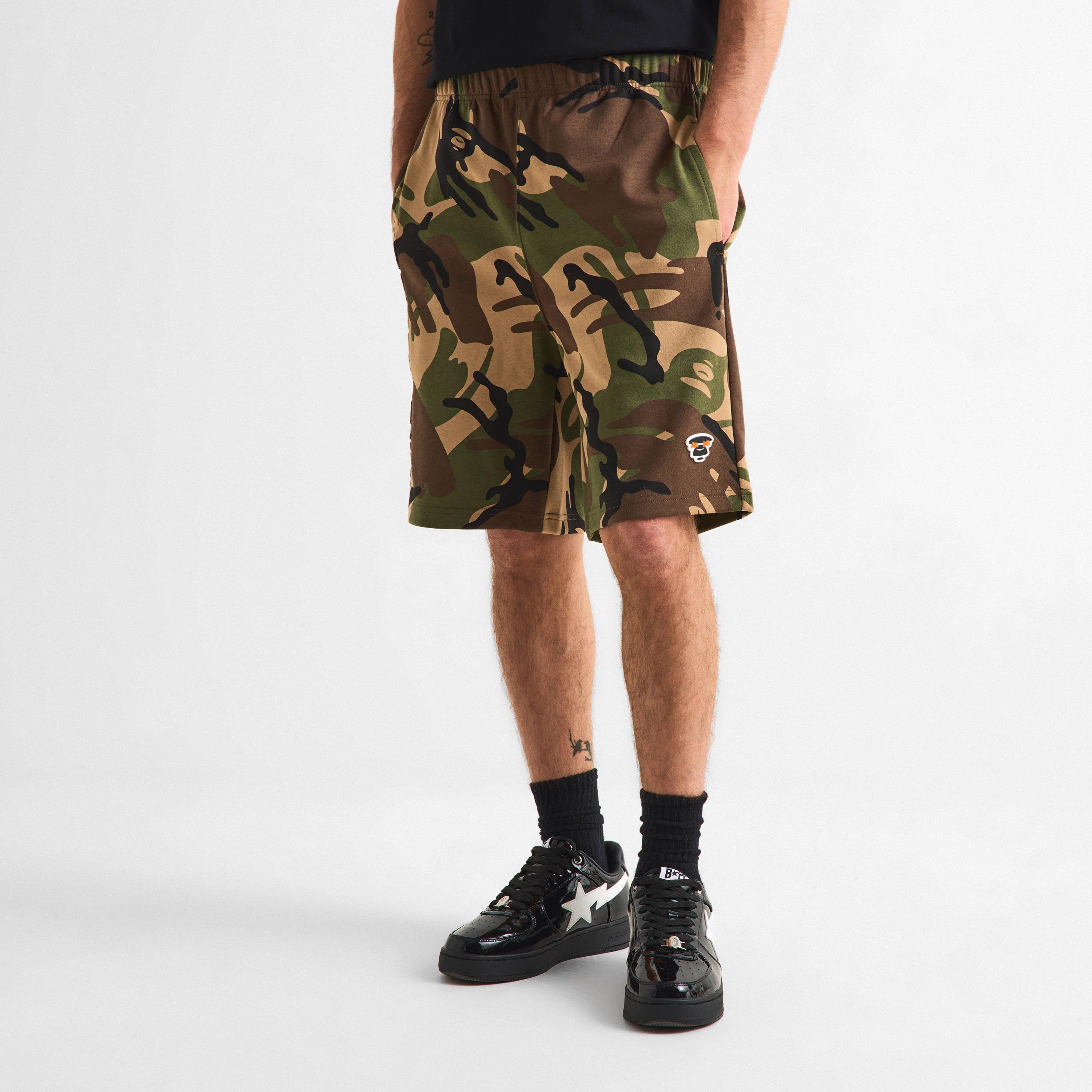 Green Camo - AAPE - Men's Fleece Jogger Shorts - 3