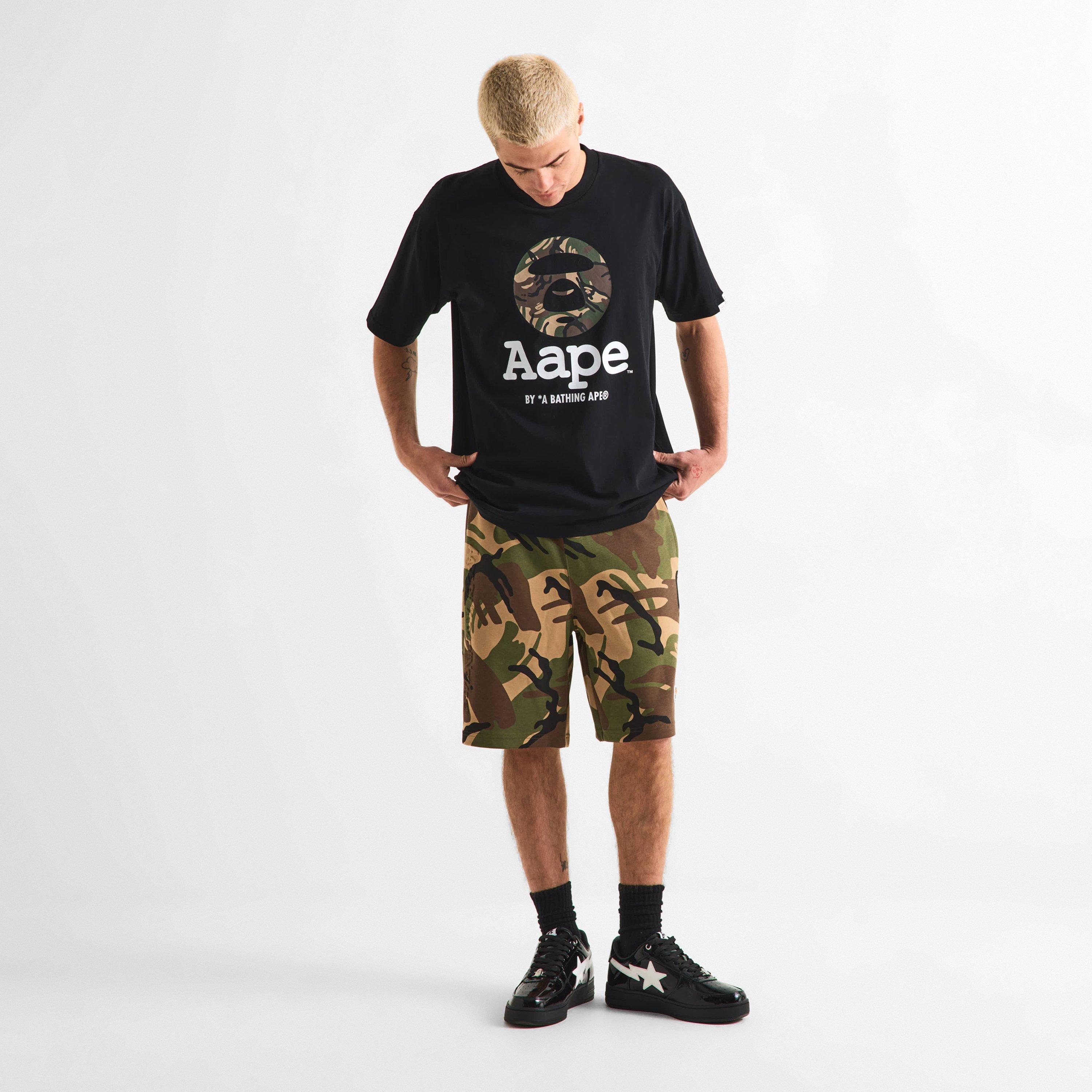 Green Camo - AAPE - Men's Fleece Jogger Shorts - 6