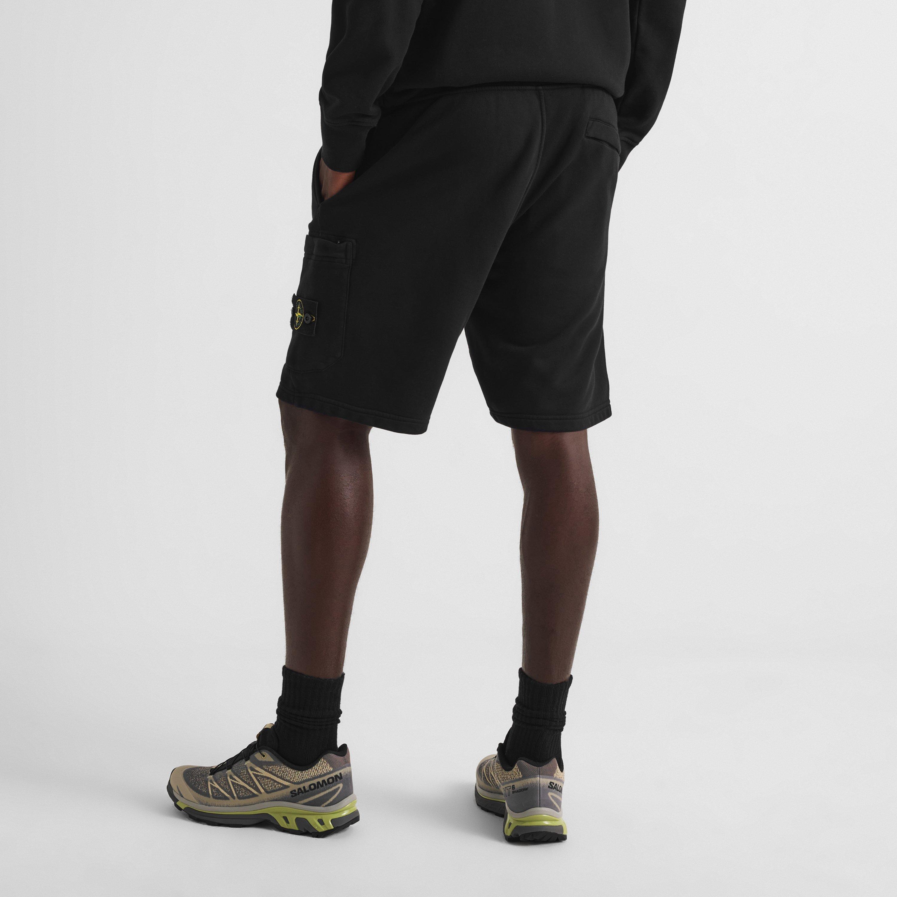 Black V0029 - Stone Island - Men's LW Fleece Cotton Jogger Shorts - 4