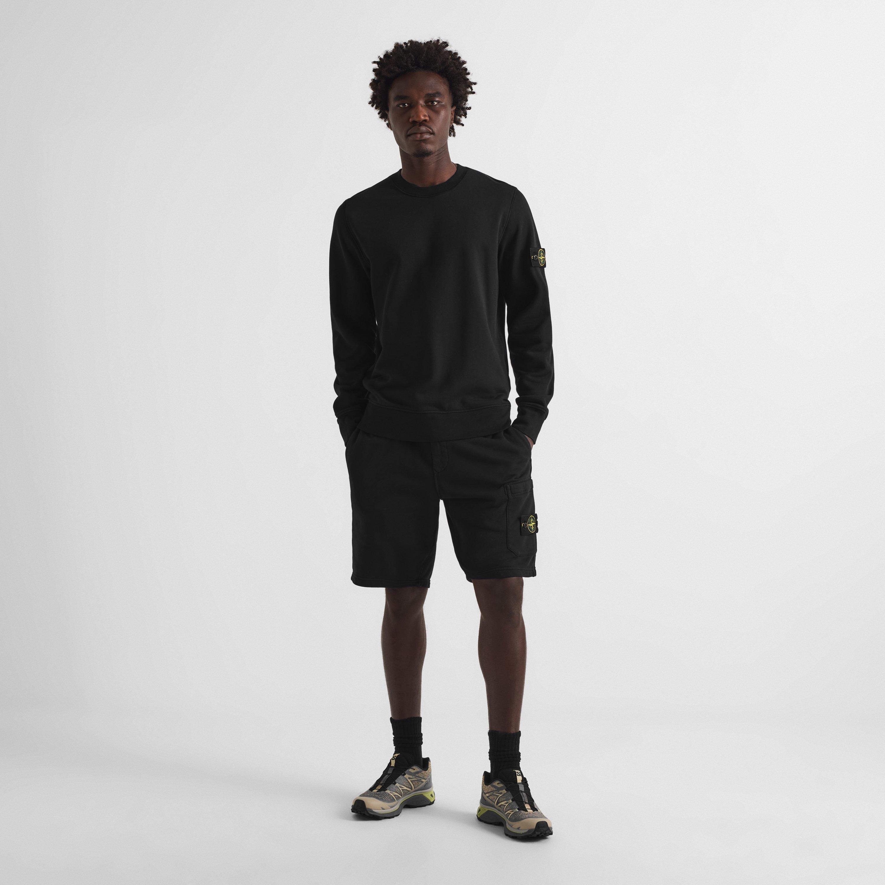Black V0029 - Stone Island - Men's LW Fleece Cotton Jogger Shorts - 6