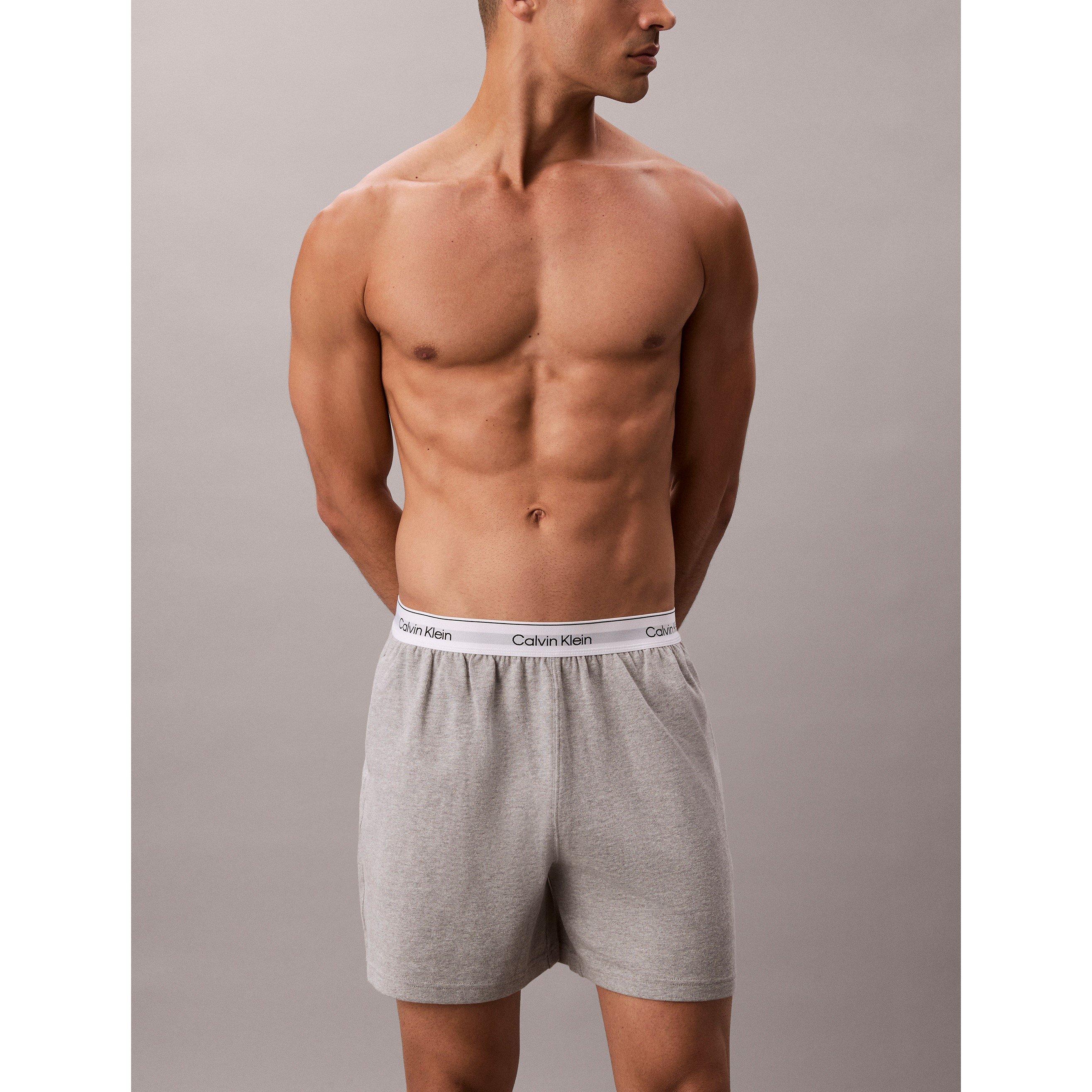 Grå Heather - Calvin Klein - Men's Fleece Jogger Shorts - 4
