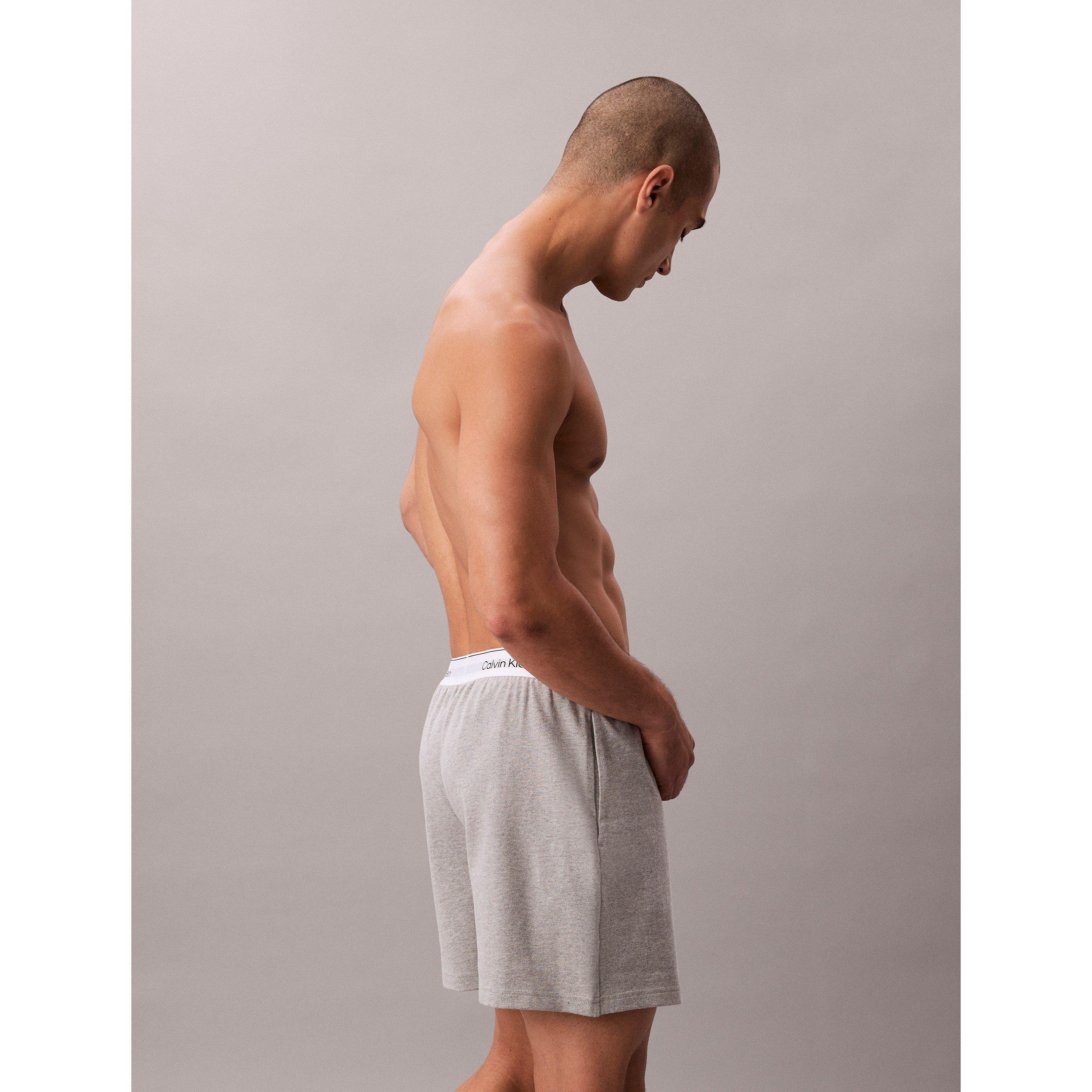 Grå Heather - Calvin Klein - Men's Fleece Jogger Shorts - 6