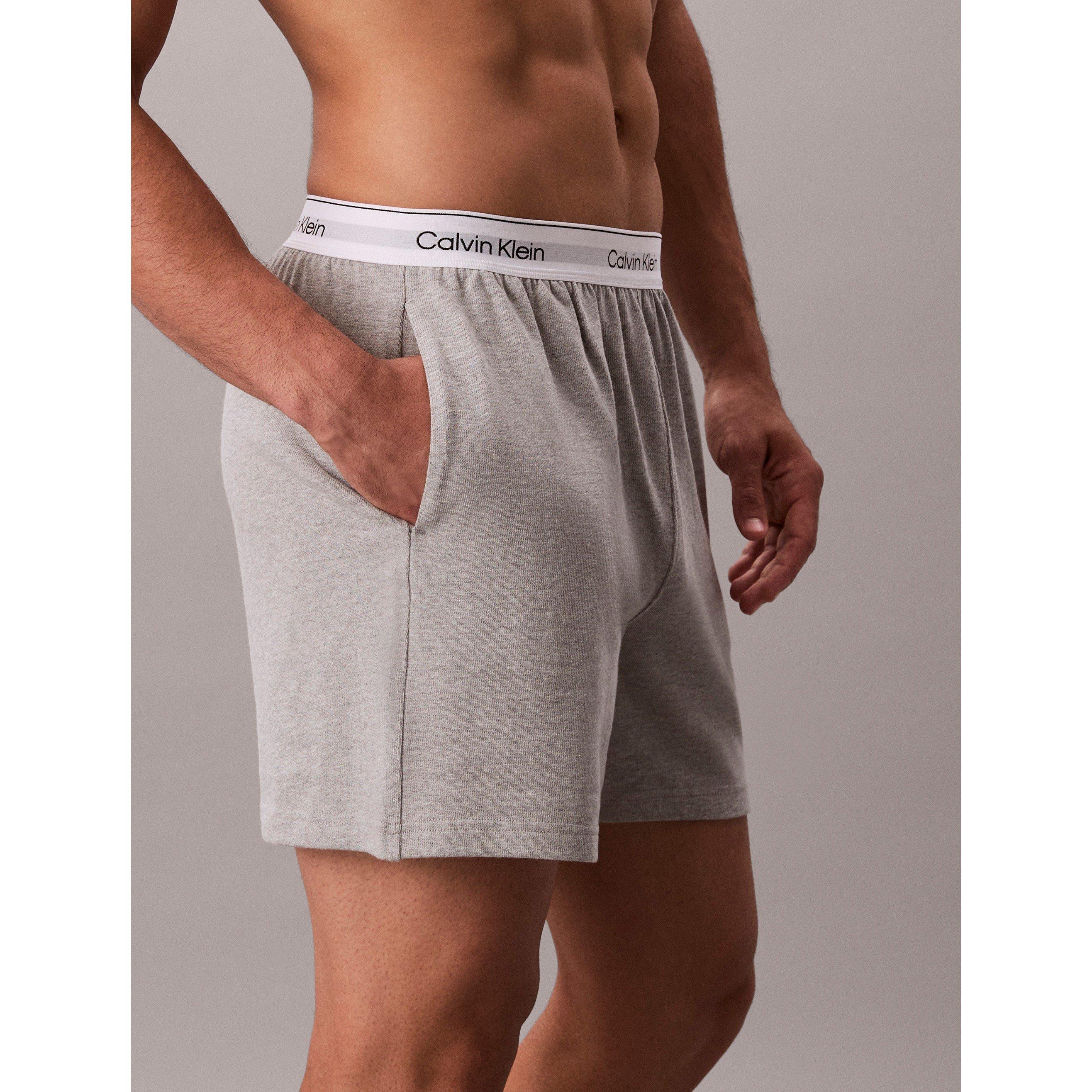 Grå Heather - Calvin Klein - Men's Fleece Jogger Shorts - 7