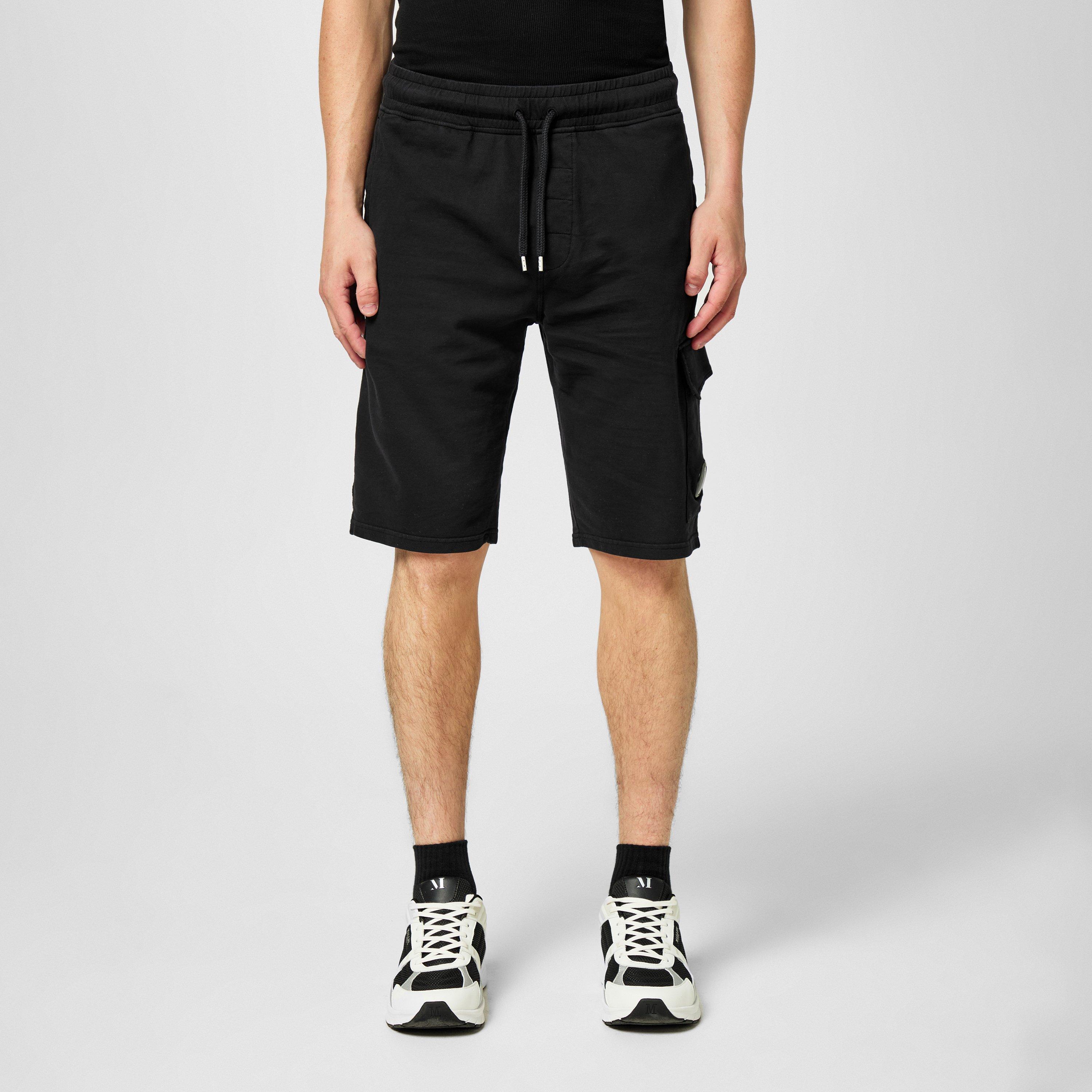 Black 999 - CP Company - Men's Micro Lens Fleece Jogger Shorts - 3