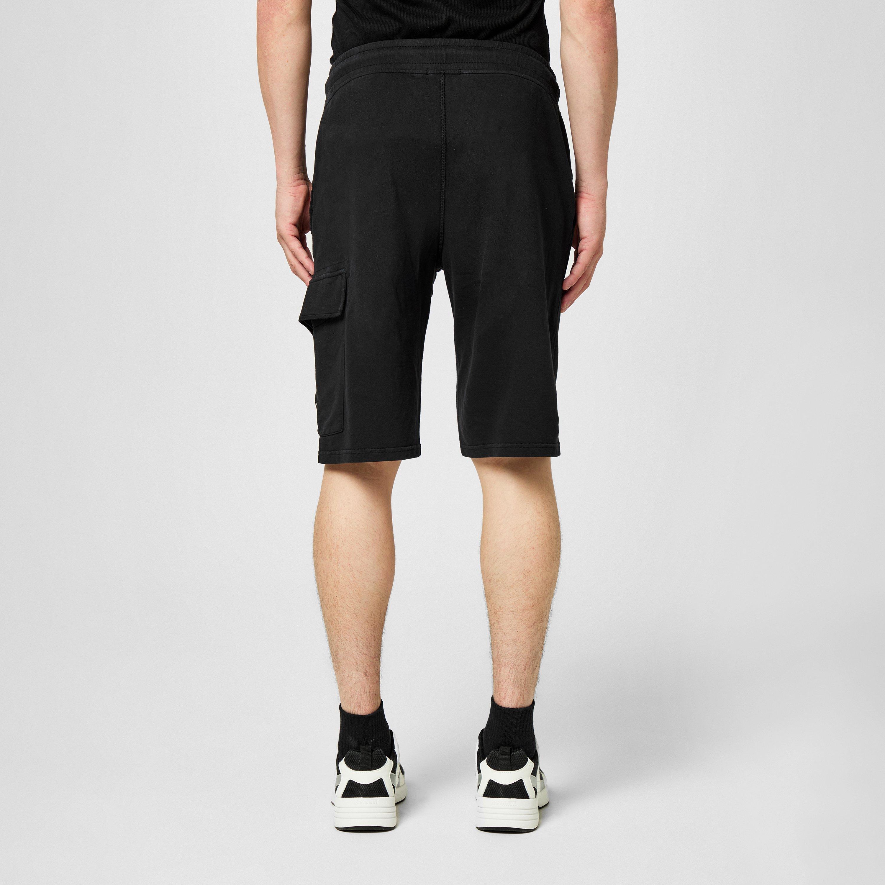 Black 999 - CP Company - Men's Micro Lens Fleece Jogger Shorts - 4