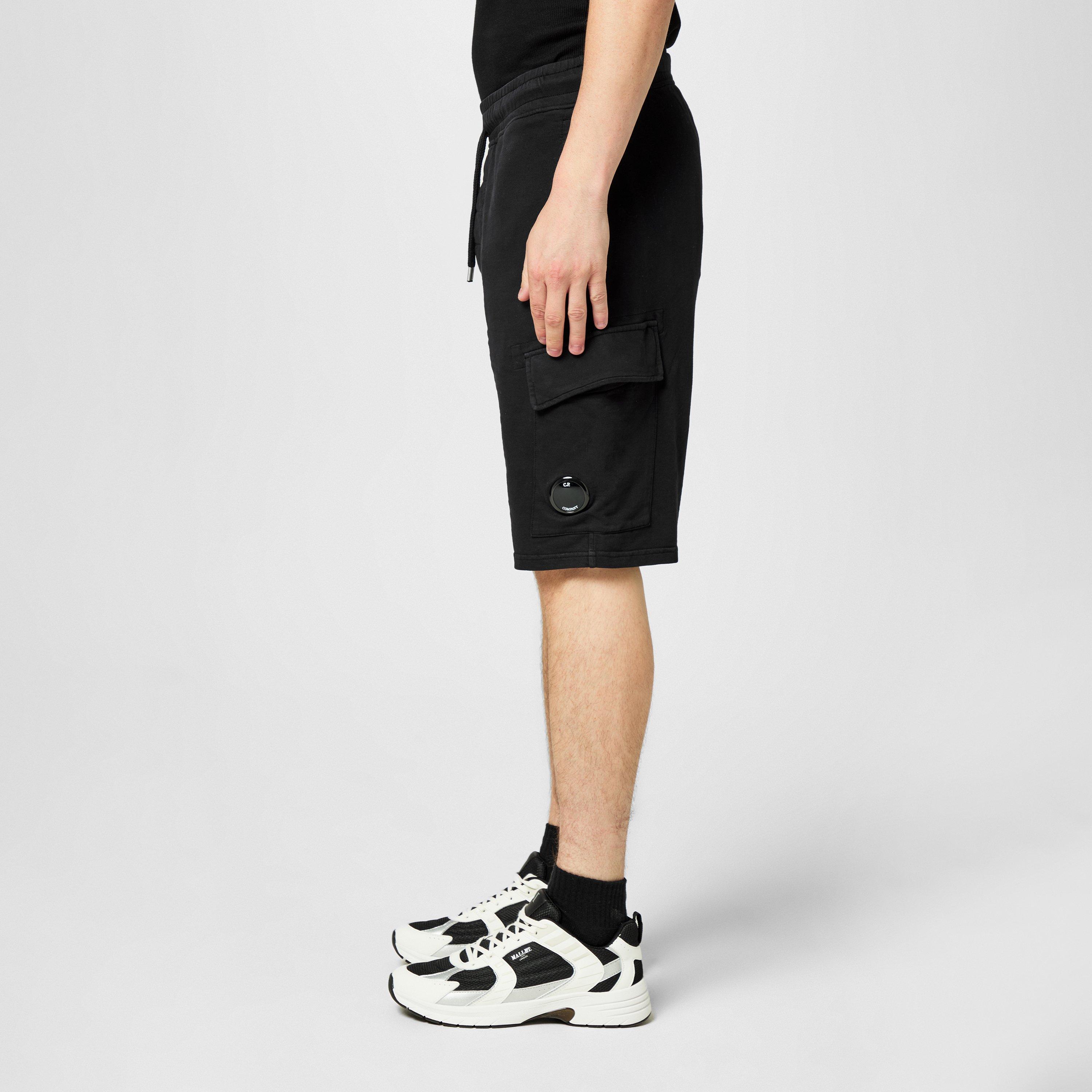 Black 999 - CP Company - Men's Micro Lens Fleece Jogger Shorts - 5