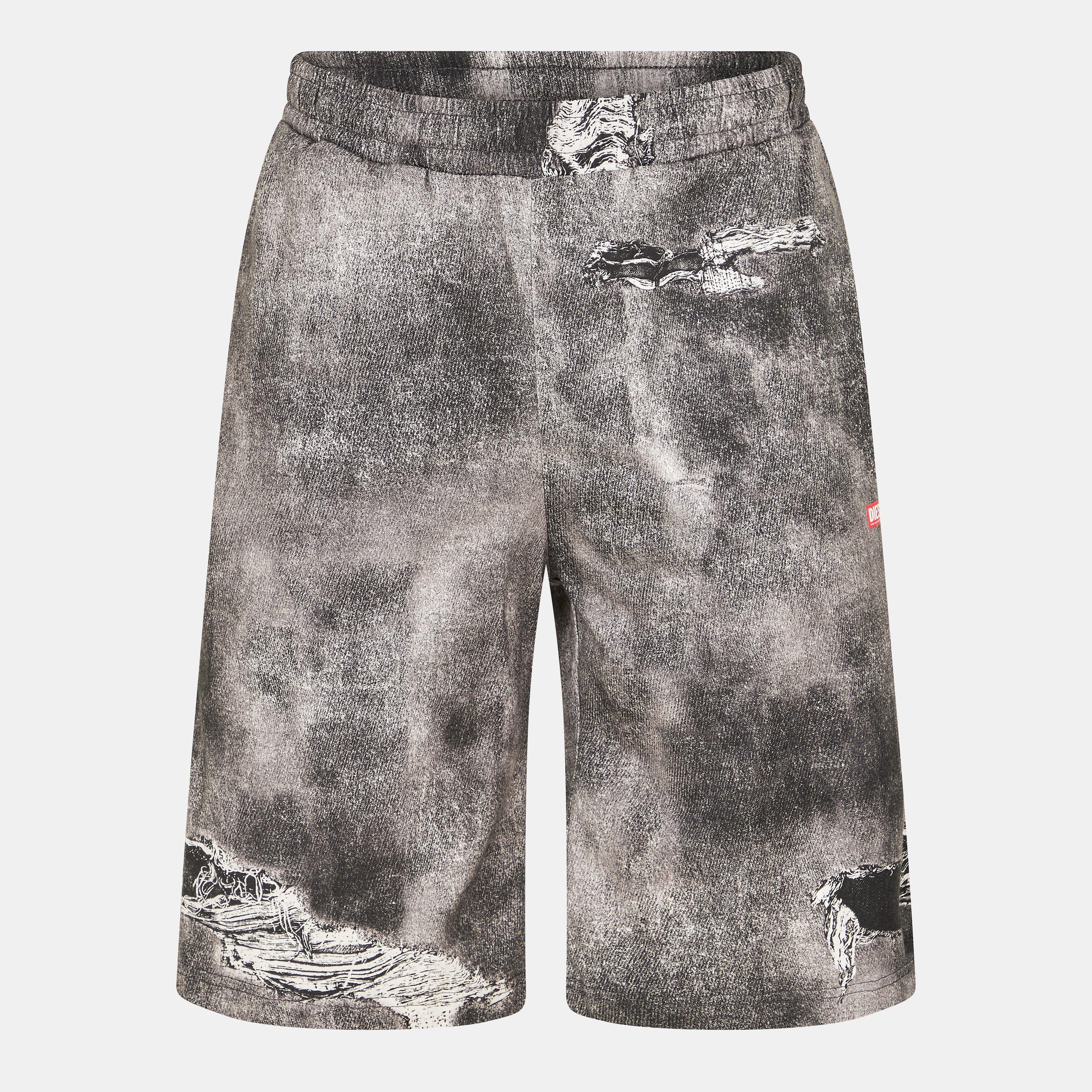 Black/Grey Denm - Diesel - Men's Fleece Jogger Shorts - 1