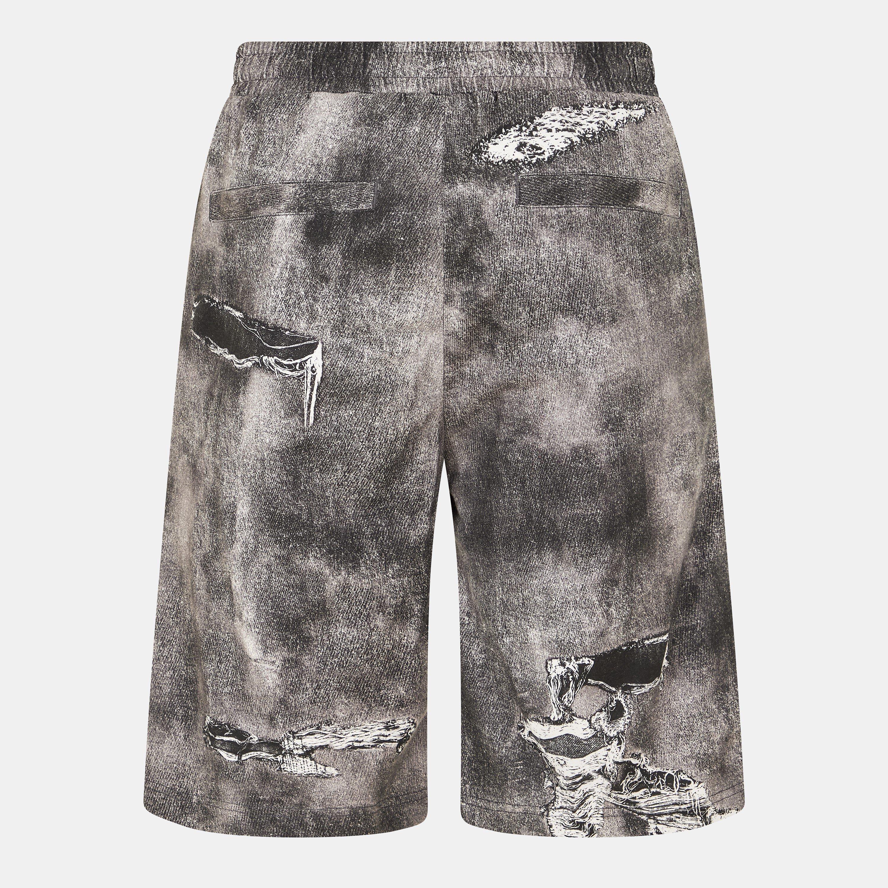 Black/Grey Denm - Diesel - Men's Fleece Jogger Shorts - 2