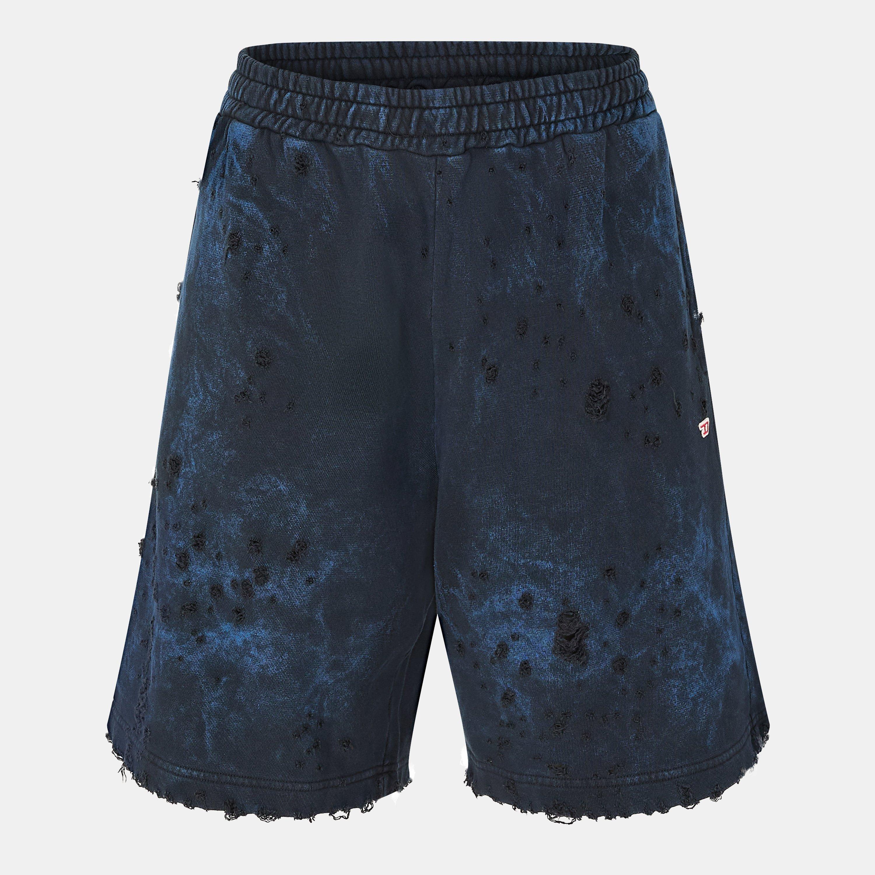 Diesel Men's Extreme Distressed Acid Wash Shorts - Blue - XS