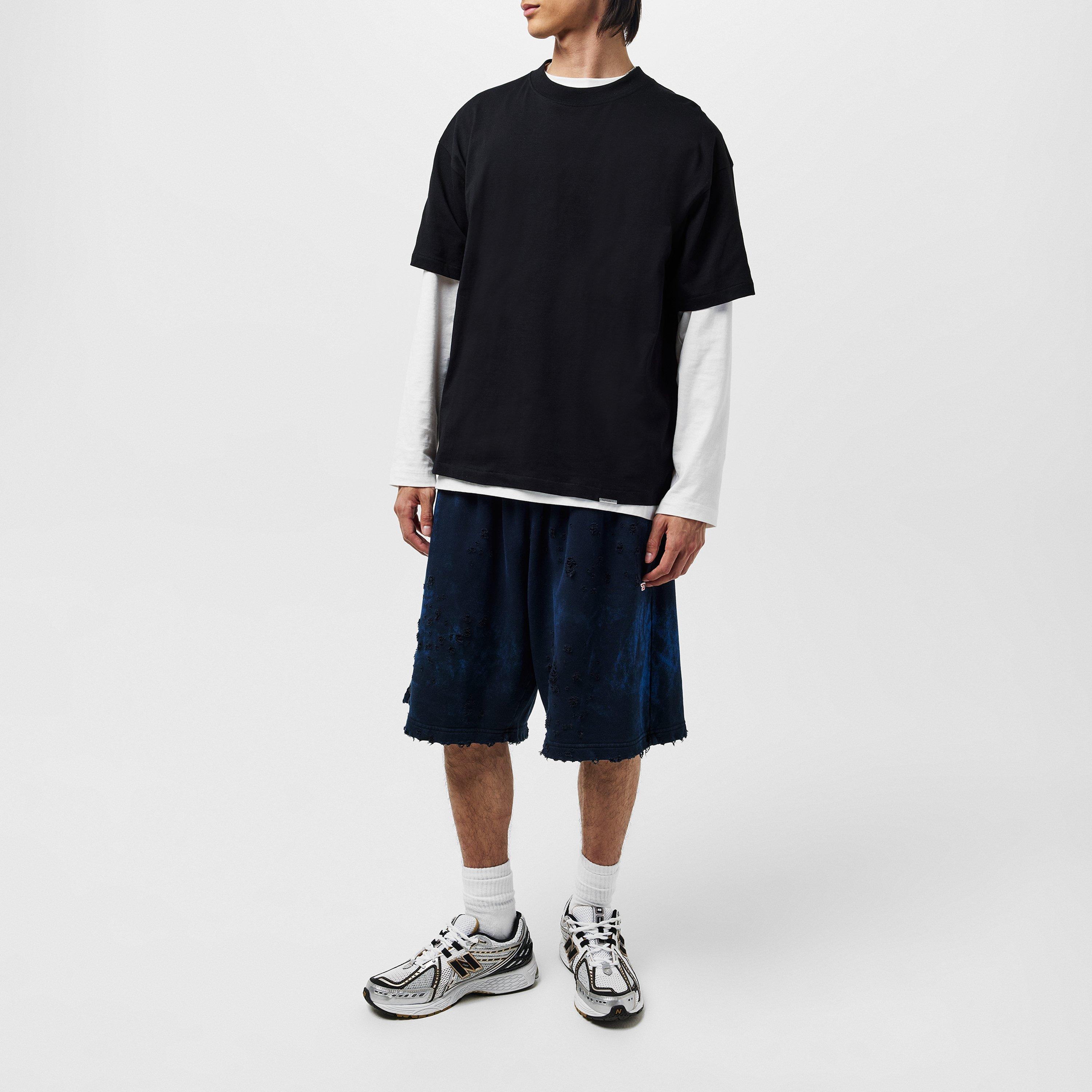 Blue - Diesel - Extreme Distressed Acid Wash Shorts - 6