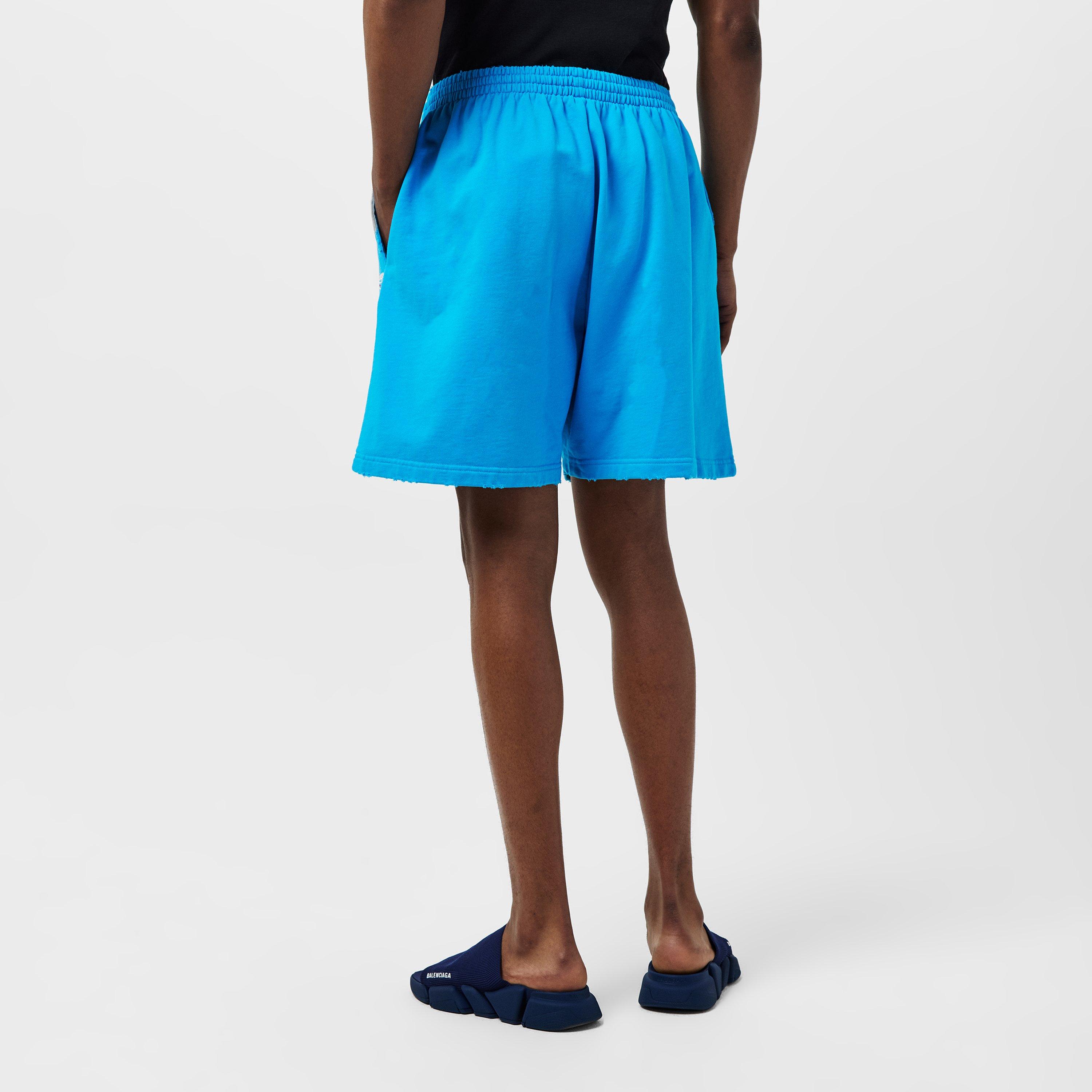 Azure/White/Red - Balenciaga - Logo Jersey Shorts - 4