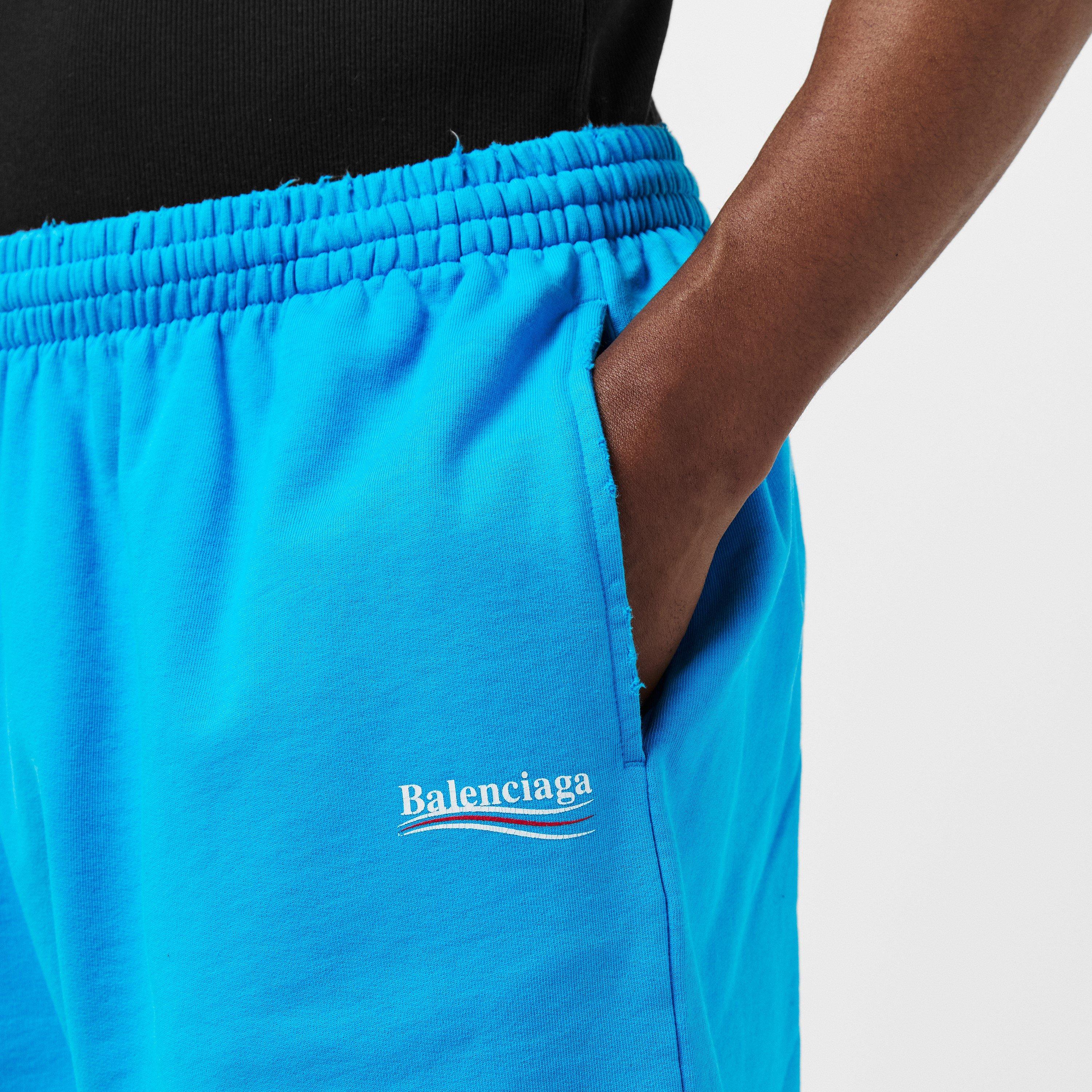 Azure/White/Red - Balenciaga - Logo Jersey Shorts - 5