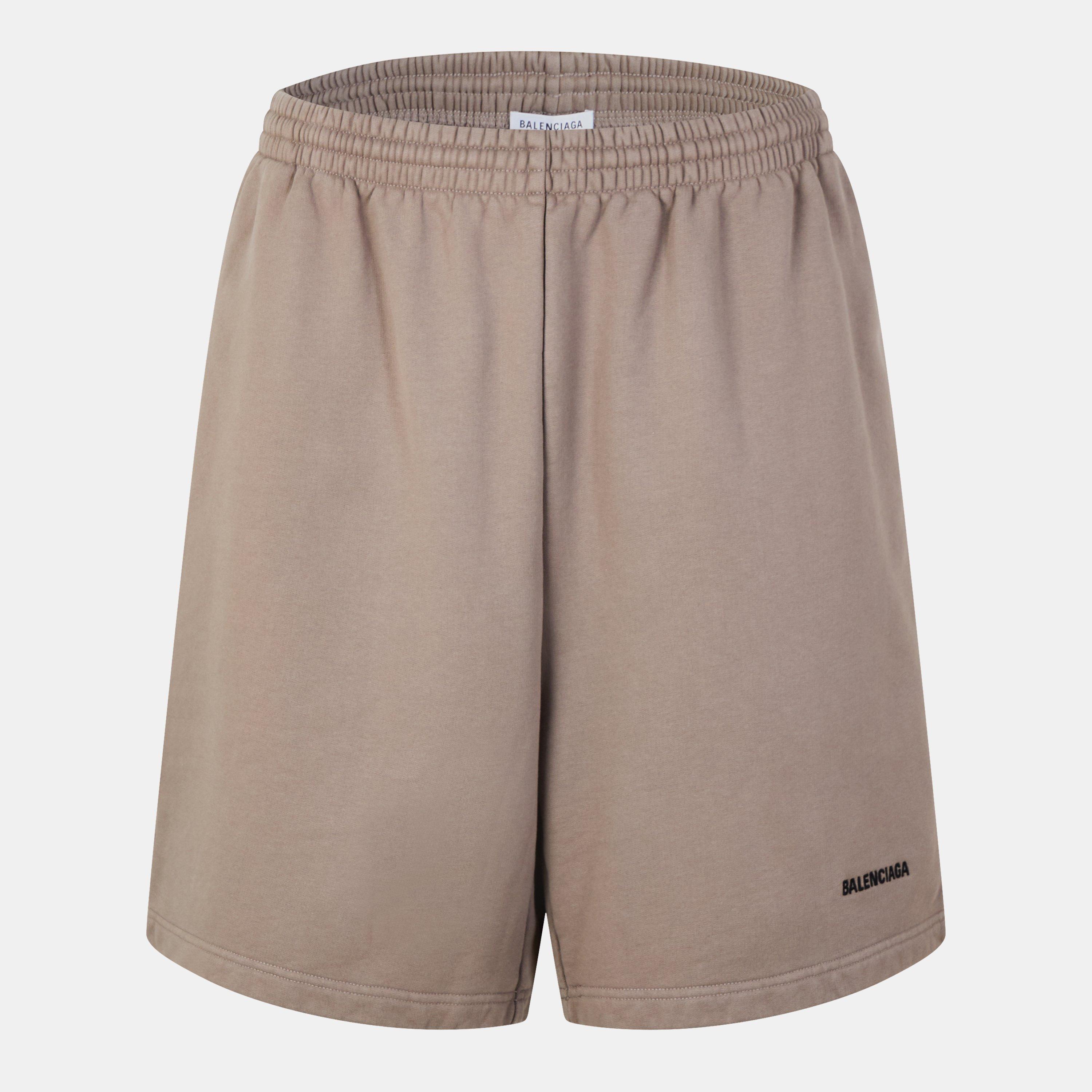 Taupe/Black W - Balenciaga - Men's Contemporary Fit Fleece Jogger Shorts - 1