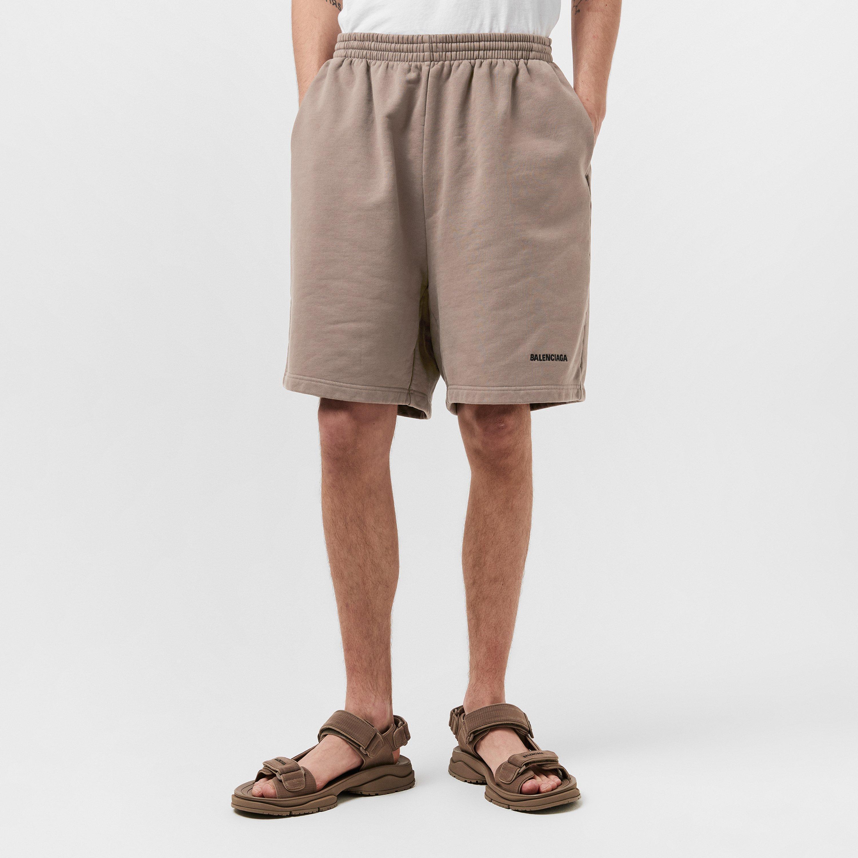 Taupe/Black W - Balenciaga - Men's Contemporary Fit Fleece Jogger Shorts - 3