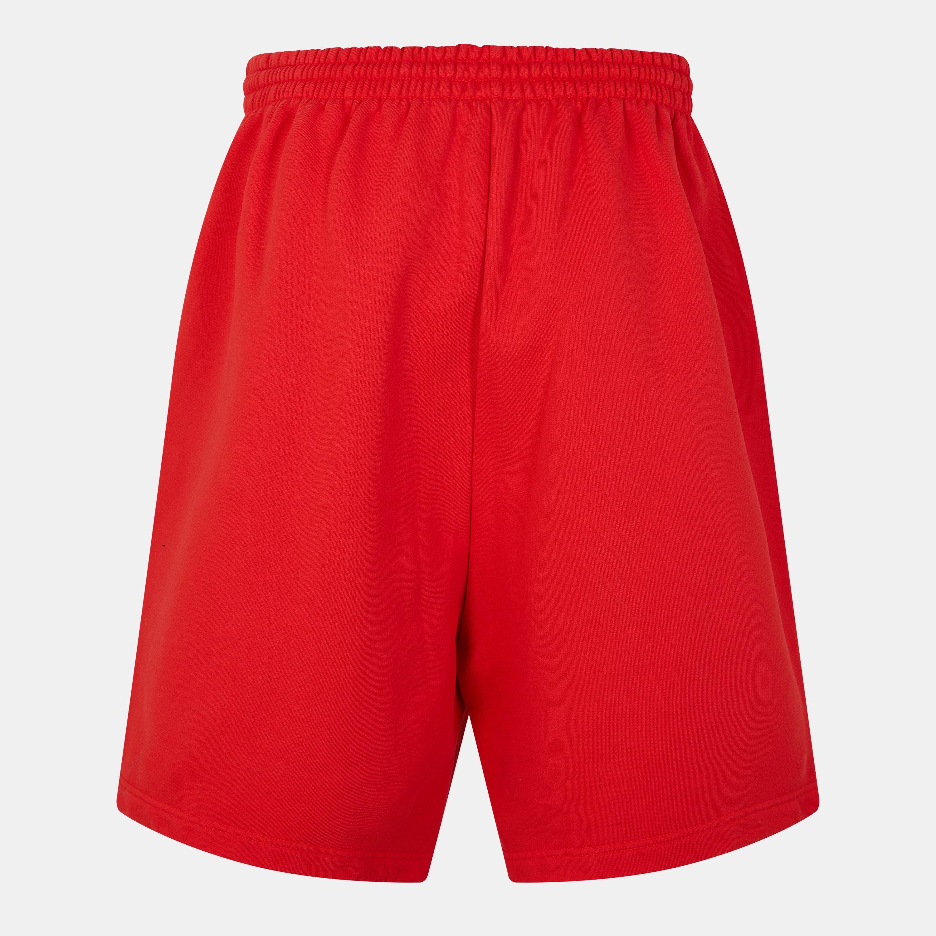 Bright Red/Wht - Balenciaga - Men's Fleece Shorts, Fleece Fabric - 2