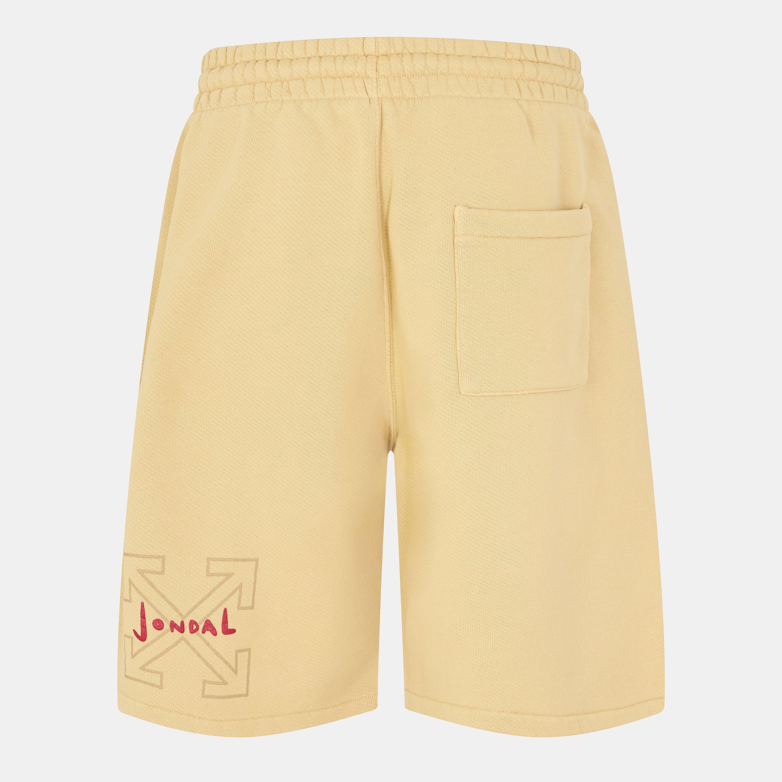 Beige/Red - Off White - Men's  SJ Sweatshorts, Signature Arrow Logo - 2