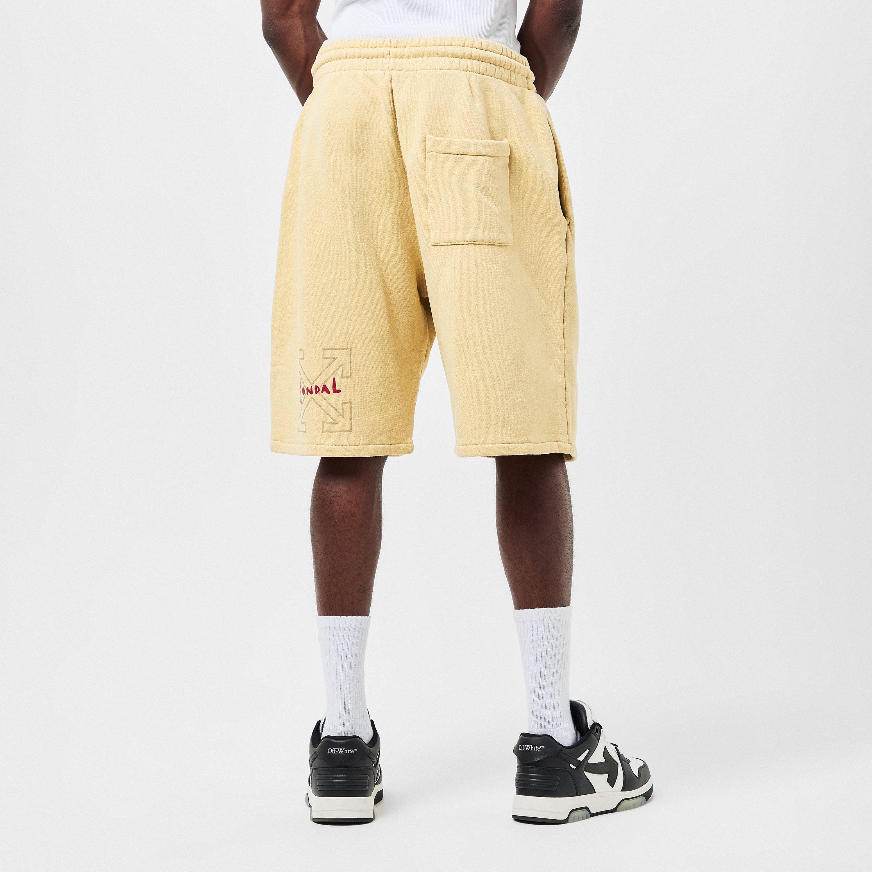 Beige/Red - Off White - Men's  SJ Sweatshorts, Signature Arrow Logo - 4