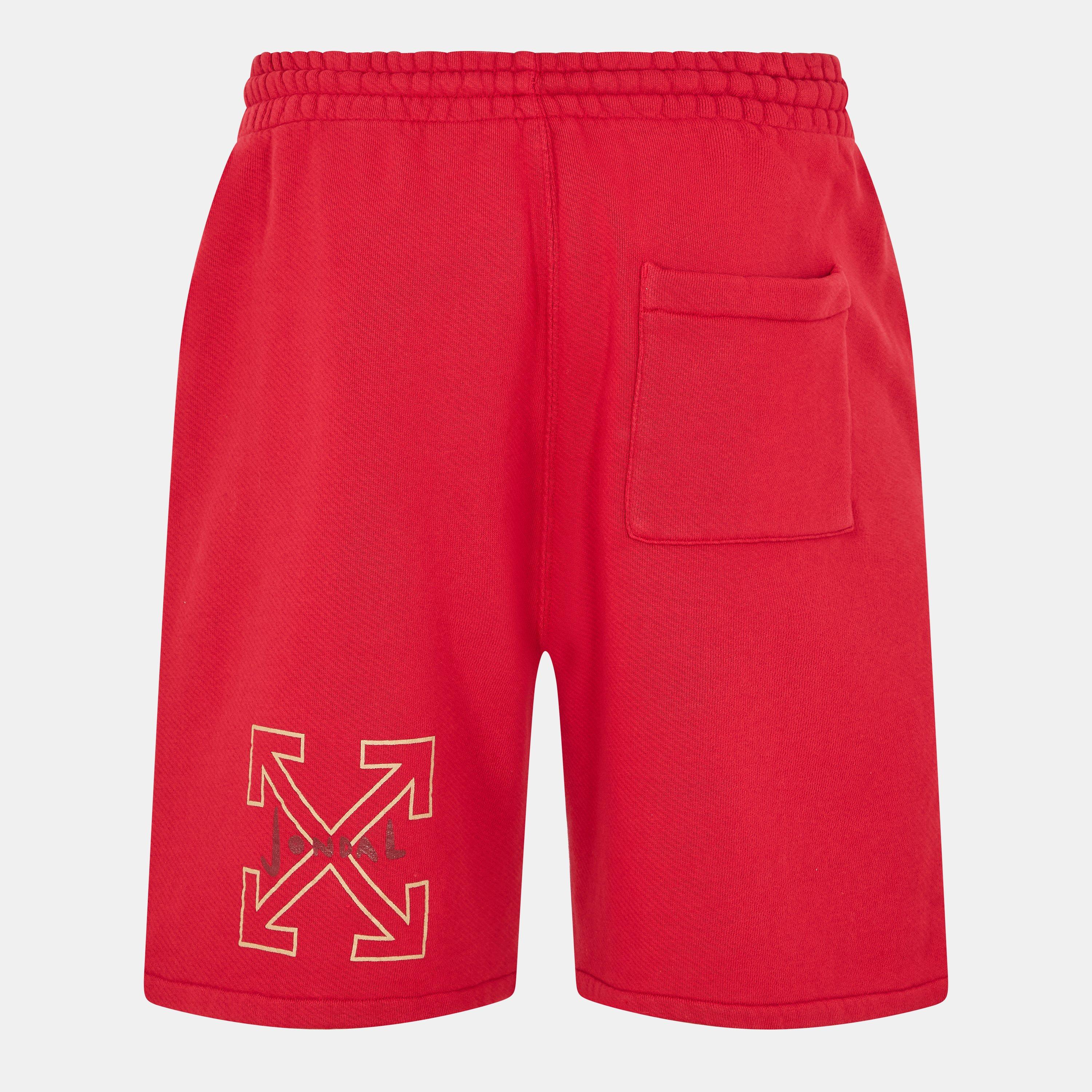 Red/Beige - Off White - Men's  SJ Sweatshorts, Signature Arrow Logo - 2