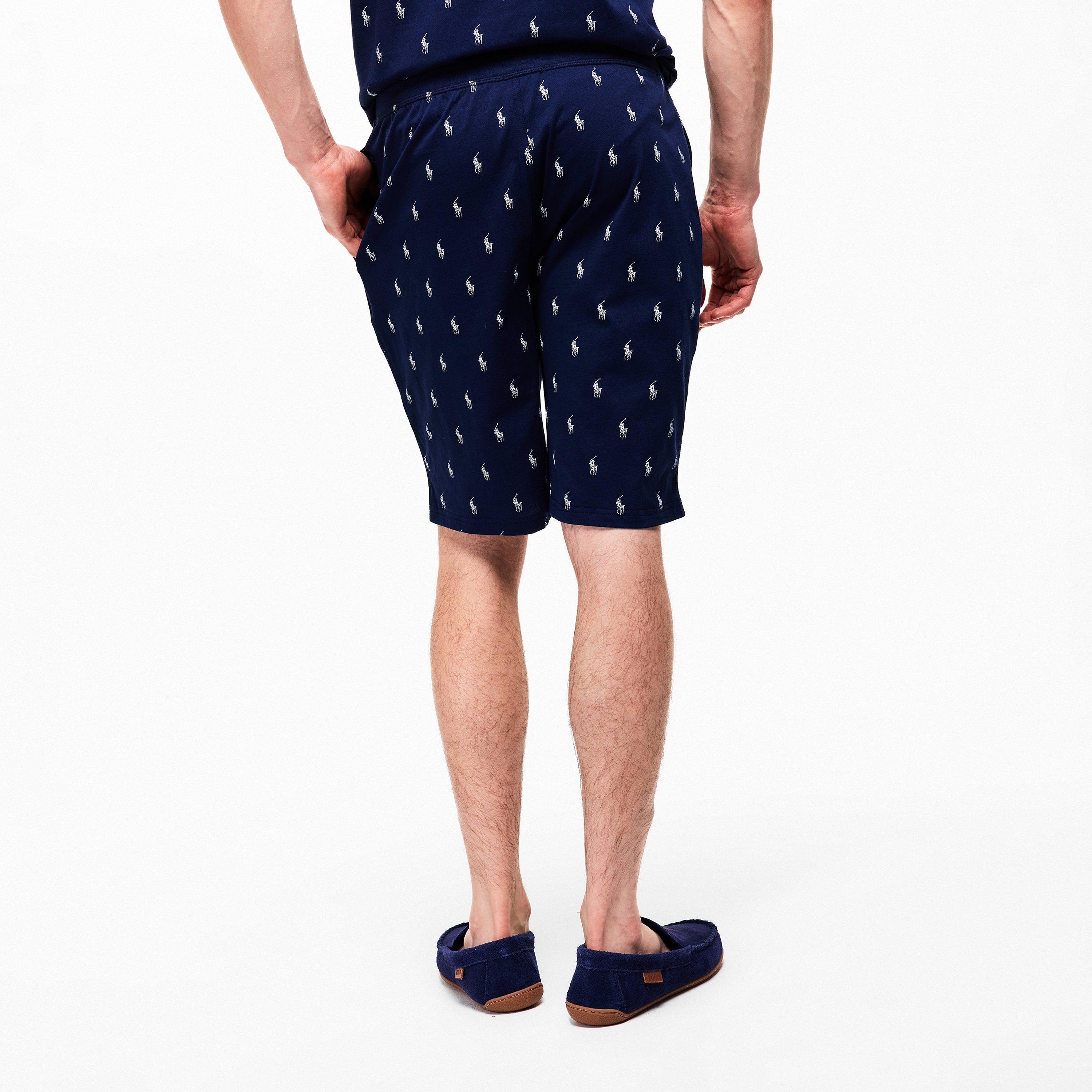 Navy AOPP - Polo Ralph Lauren - Men's All Over Pony Cotton Jersey Jogger Shorts - 4