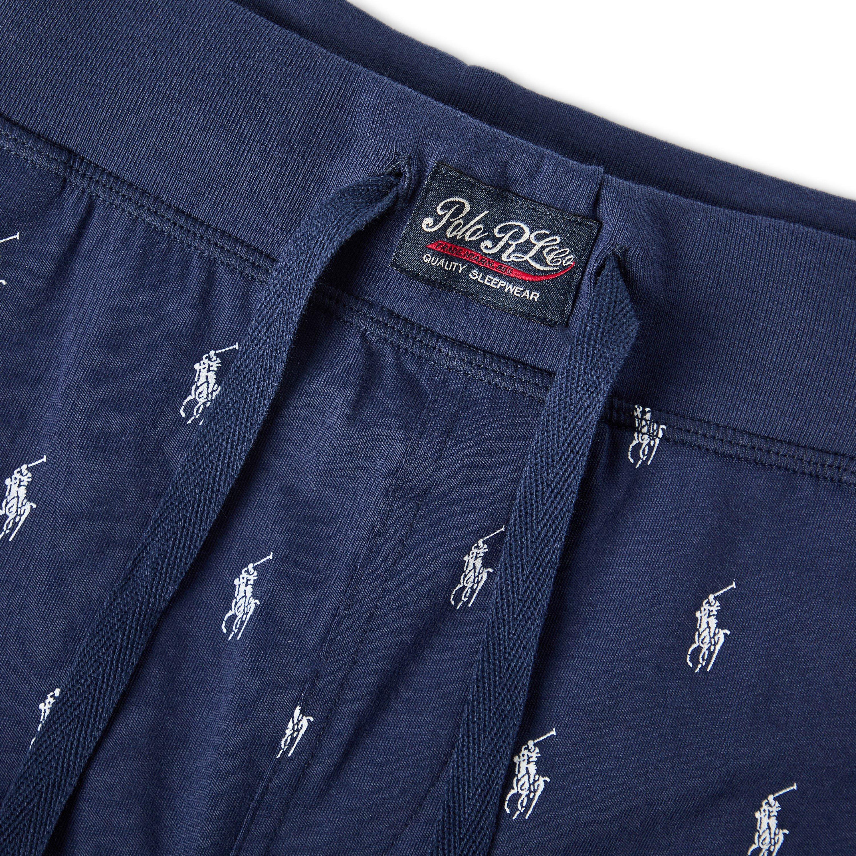 Navy AOPP - Polo Ralph Lauren - Men's All Over Pony Cotton Jersey Jogger Shorts - 3