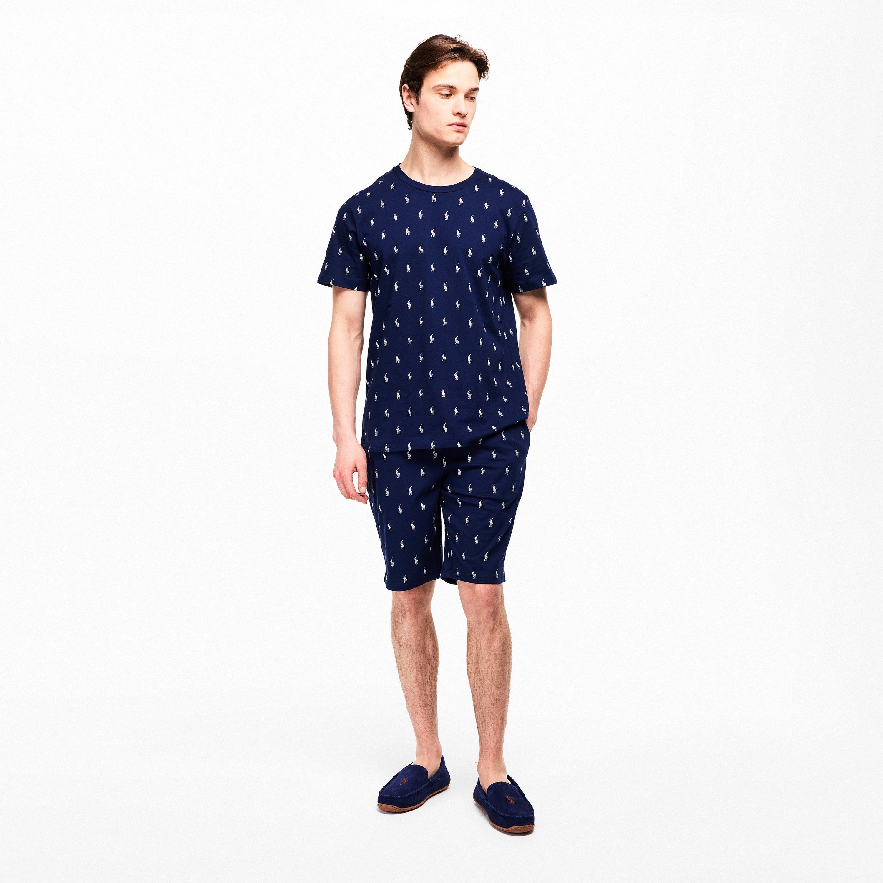 Navy AOPP - Polo Ralph Lauren - Men's All Over Pony Cotton Jersey Jogger Shorts - 6