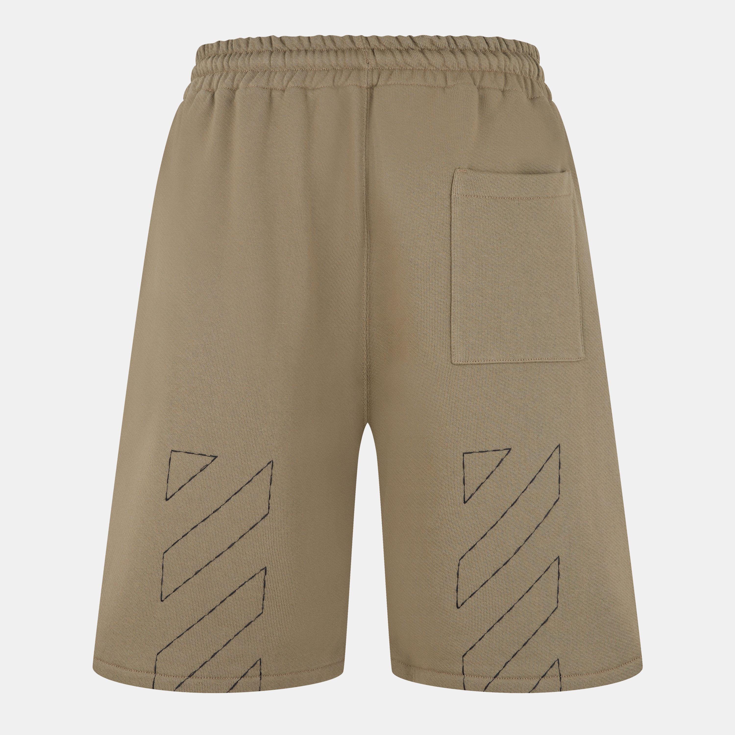 Beige/Black - Off White - Men's Fleece Shorts - 2