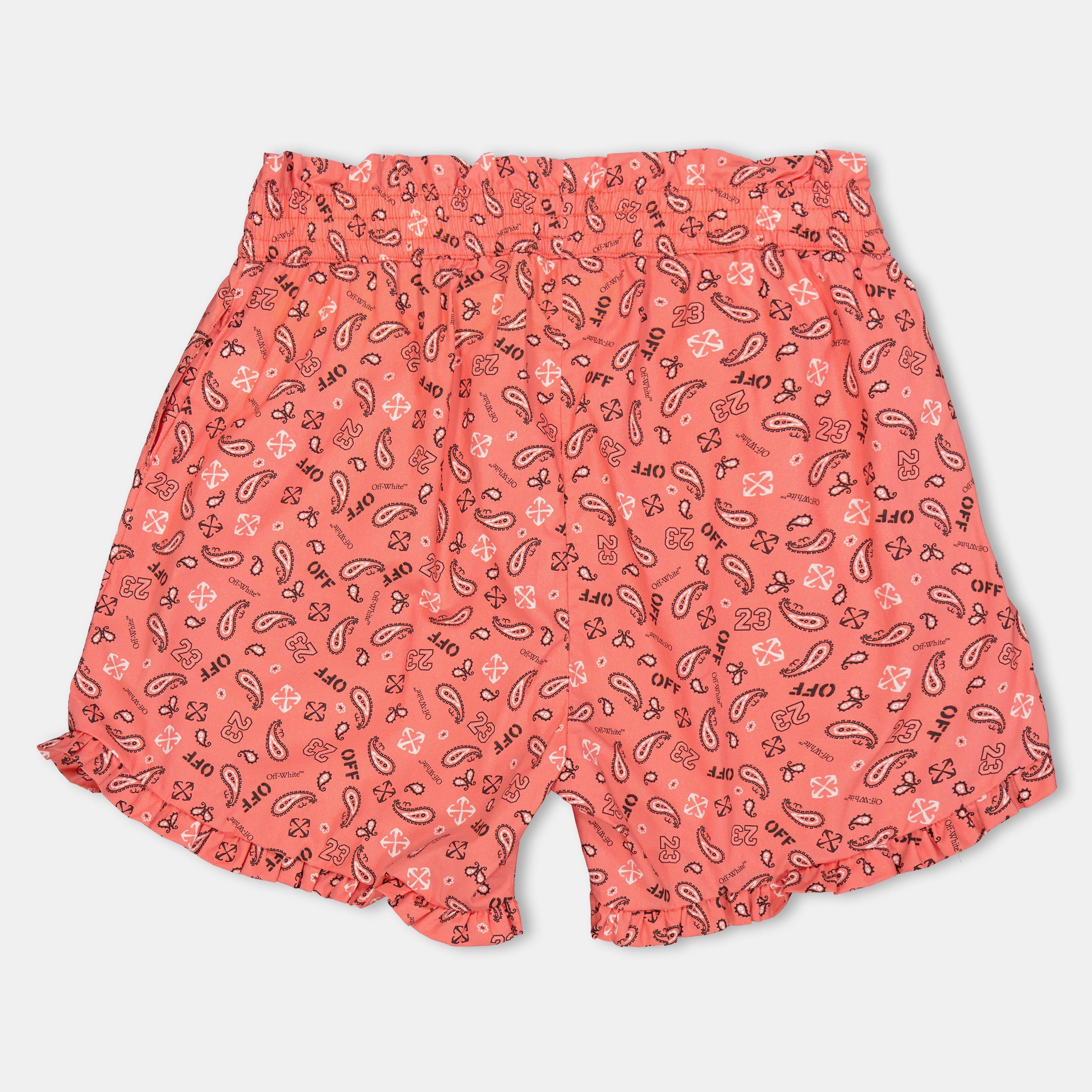 Red Multi - Off White - Kids Fleece Shorts - 2