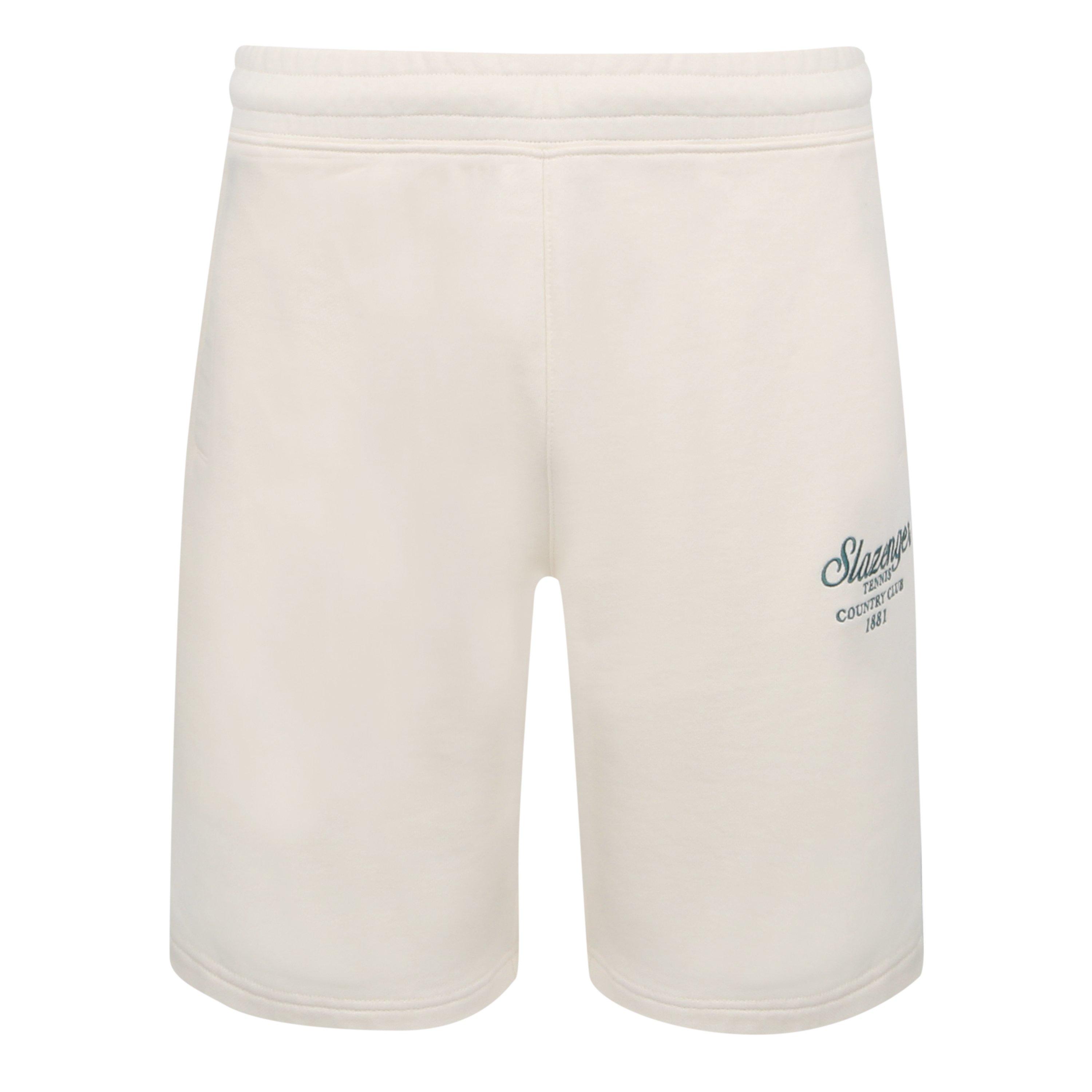 Slazenger Men's Fleece Jogger Shorts - White - L