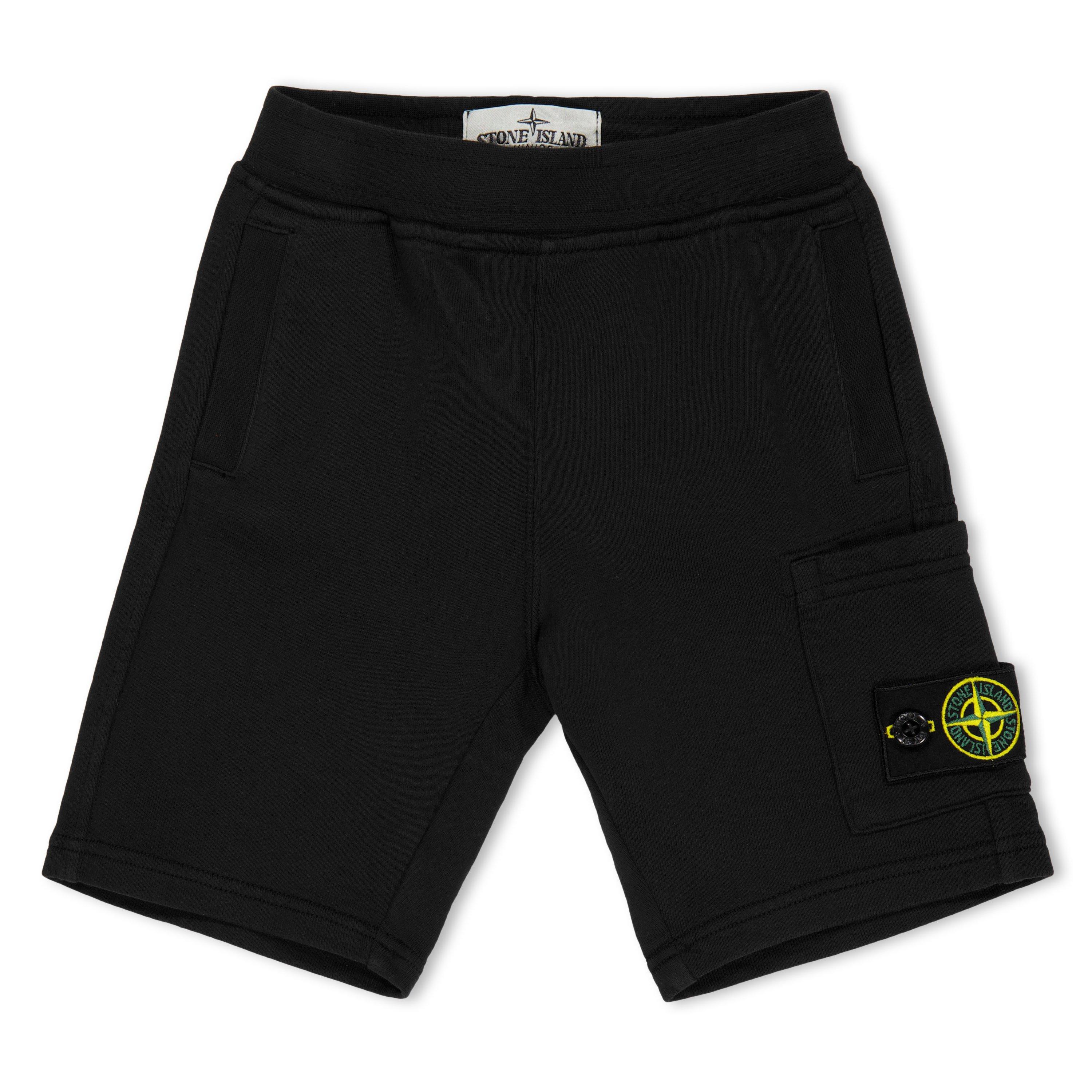 Stone Island Kids' Fleece Jogger Shorts - Black V0029 - 12 Years