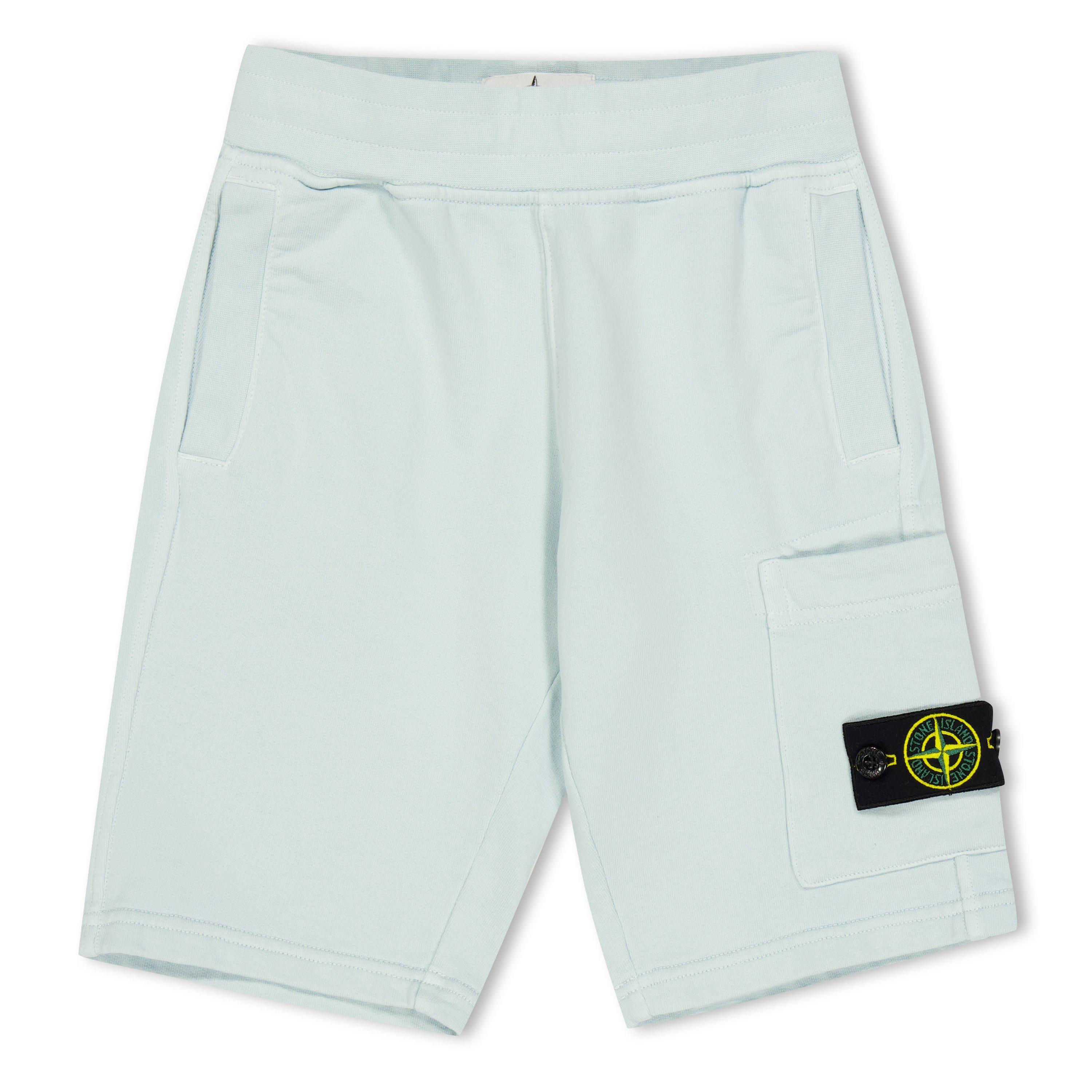 Stone Island Kids' Fleece Jogger Shorts - Sky Blue V0041 - 14 Years