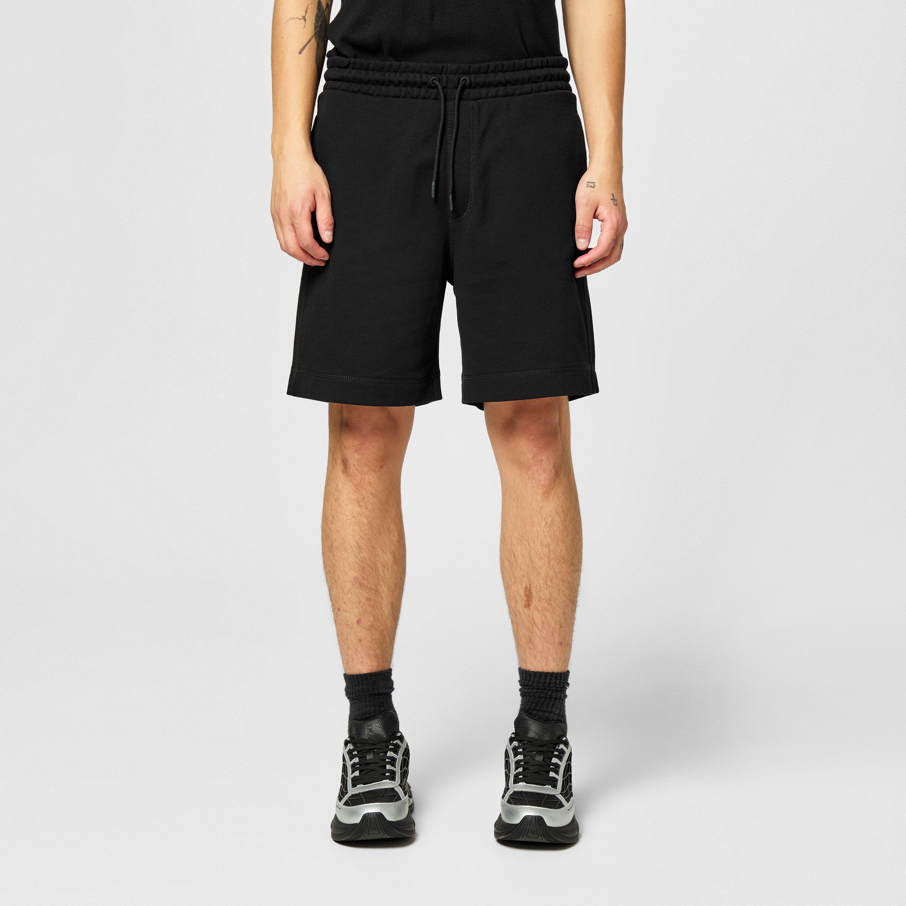Black 001 - Boss - Mens BOSS ORANGE Mid-Length Elasticated Drawstring Fleece Shorts - 3