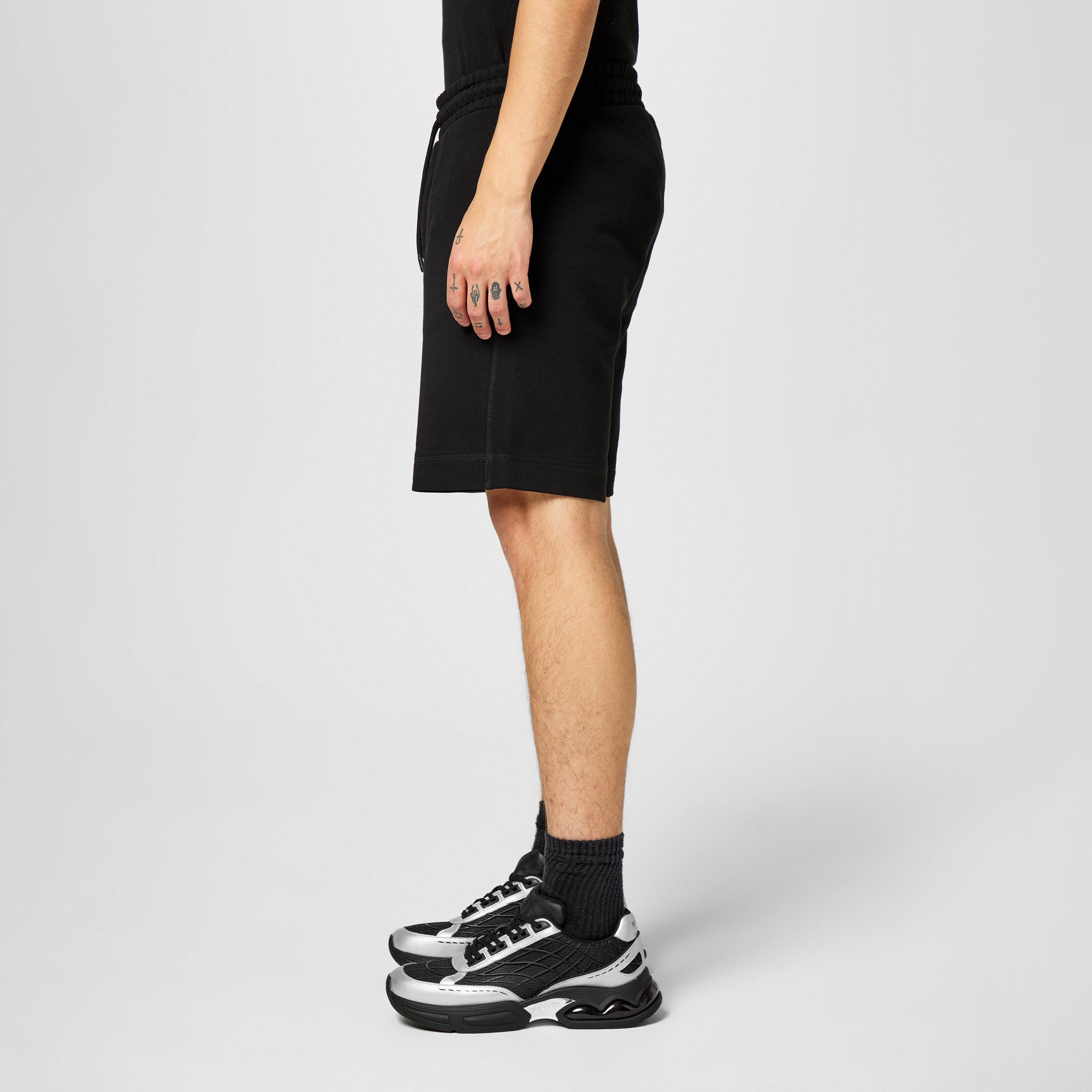 Black 001 - Boss - Mens BOSS ORANGE Mid-Length Elasticated Drawstring Fleece Shorts - 5