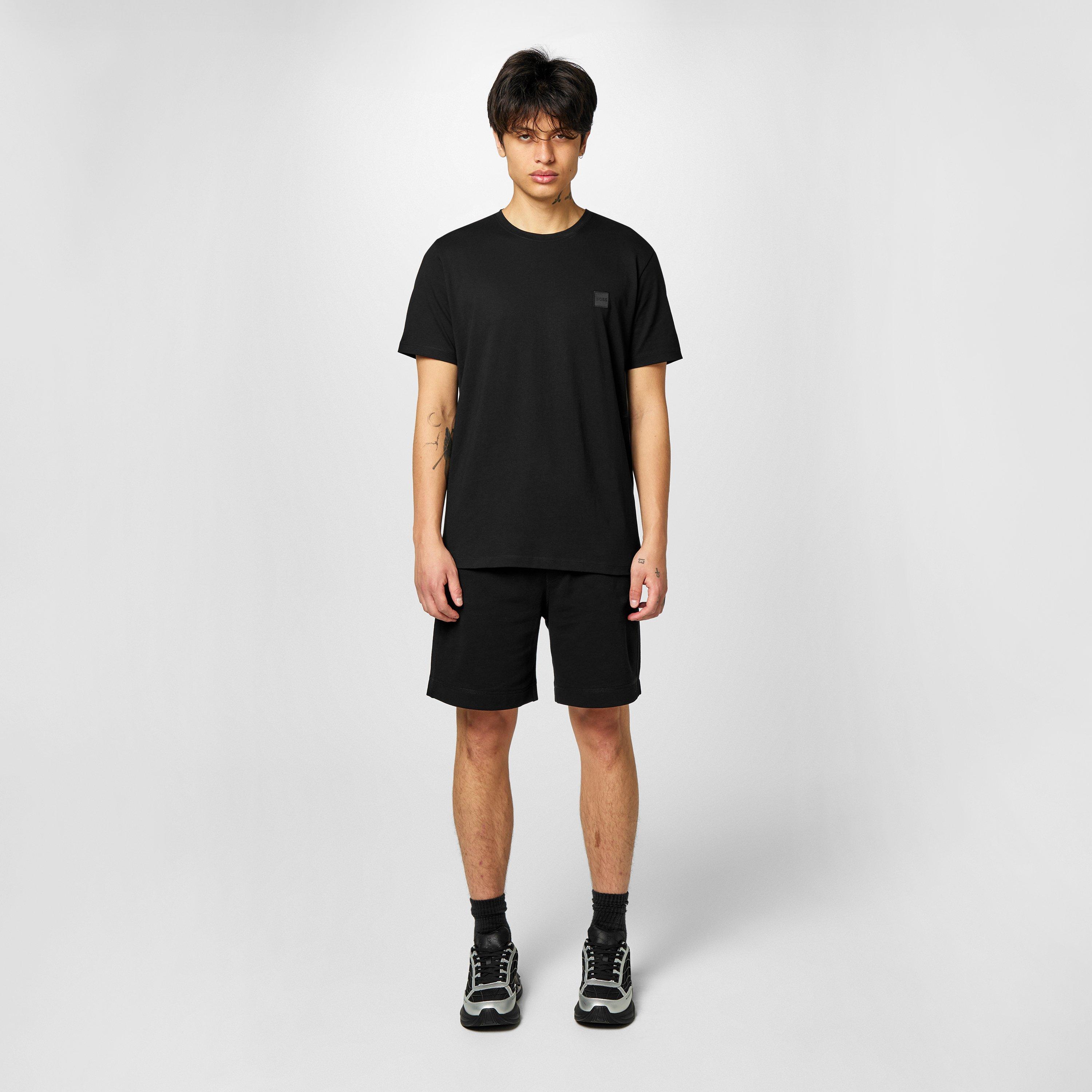 Black 001 - Boss - Mens BOSS ORANGE Mid-Length Elasticated Drawstring Fleece Shorts - 6