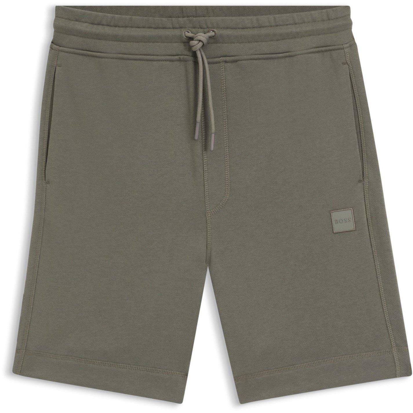 Boss Mens BOSS ORANGE Mid-Length Elasticated Drawstring Fleece Shorts - Grey 076 - S